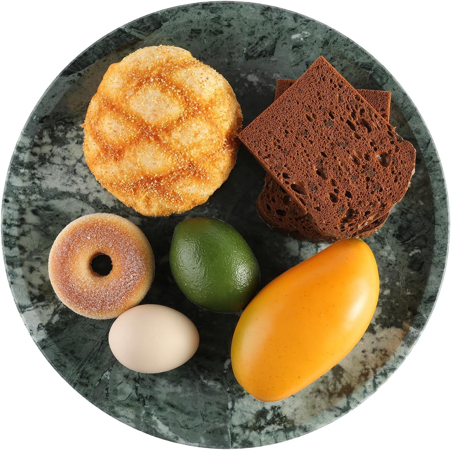 Marble Lazy Susan, 12in Lazy Susan Turntable Organizer for Cabinet Pantry Kitchen Countertop Fridge Bathroom Makeup Vanity Countertop, Detachable Lazy Susan for Table Top, Italian Green