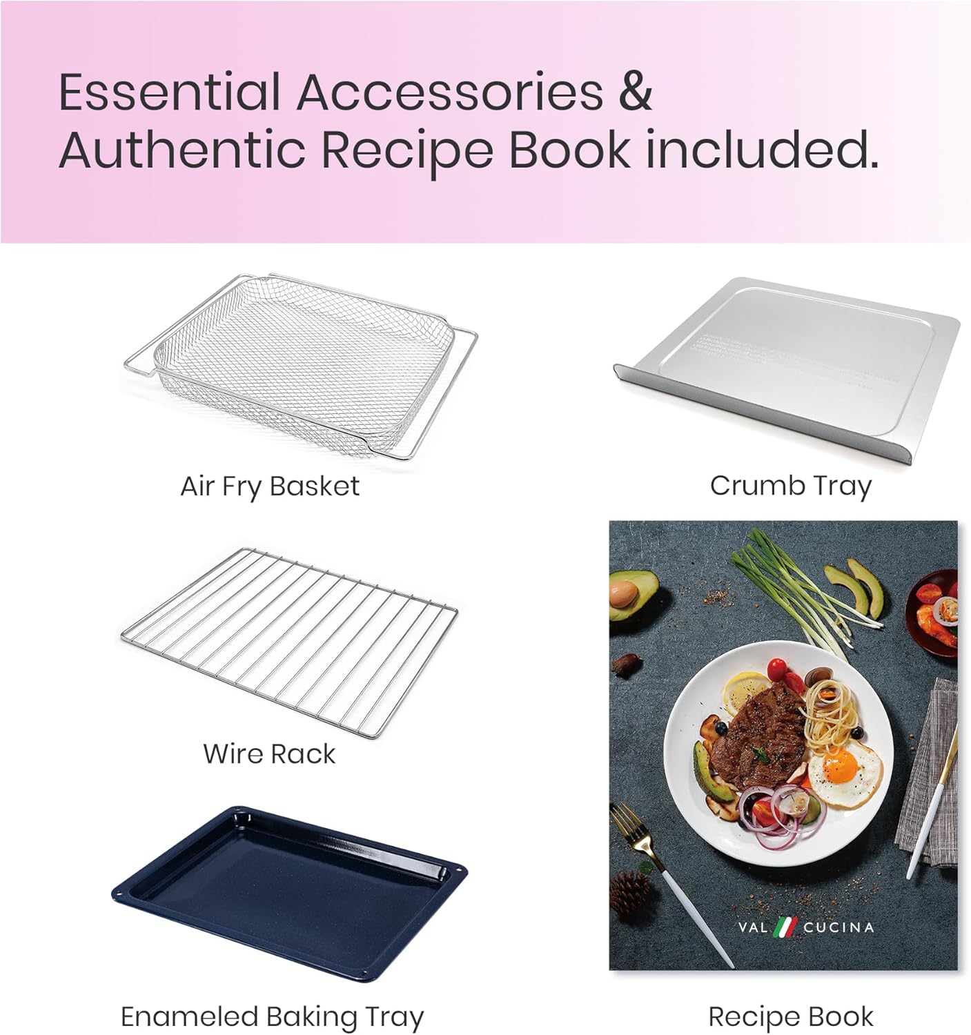 Retro Style Infrared Heating Air Fryer Toaster Oven, Extra Large Countertop Convection Oven 10-in-1 Combo, 6-Slice Toast, Enamel Baking Pan Easy Clean with Recipe Book, Classic Pink Color