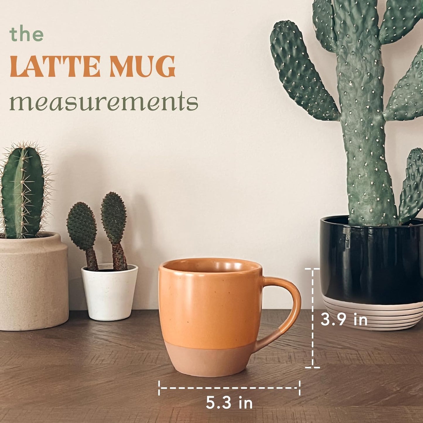Mora Ceramic Artisan Matte Large Latte Mug Set of 4, 16oz - Microwavable, Porcelain Coffee Cups With Big Handle - Modern, Boho, Unique Style For Any Kitchen. Microwave Safe Stoneware - Safari Colors