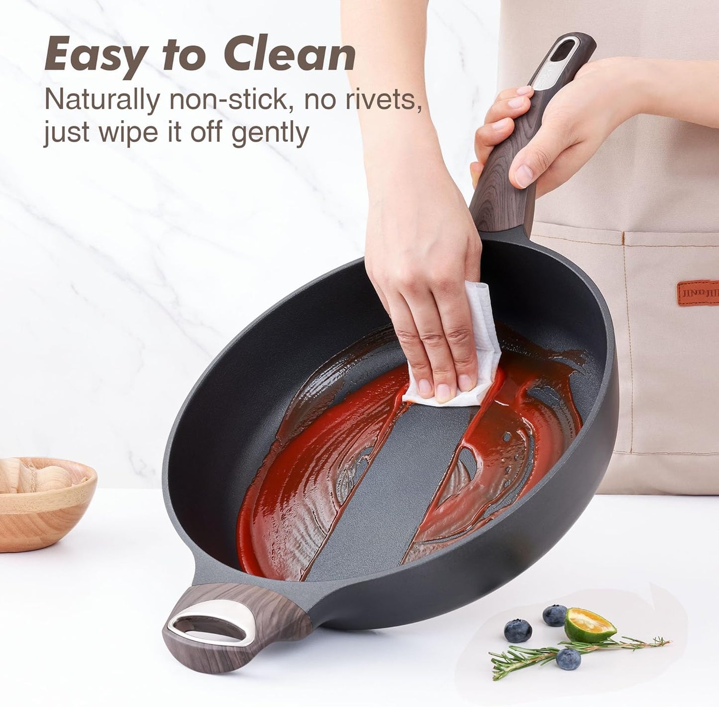 SENSARTE Nonstick Frying Pan Skillet with Lid, 10.5 Inch Deep Frying Pan, 3.8 Qt Non Stick Saute Pan with Cover, Induction Pan, Healthy Non Toxic Cooking Pan with Helper Handle, PFOA PFOS Free