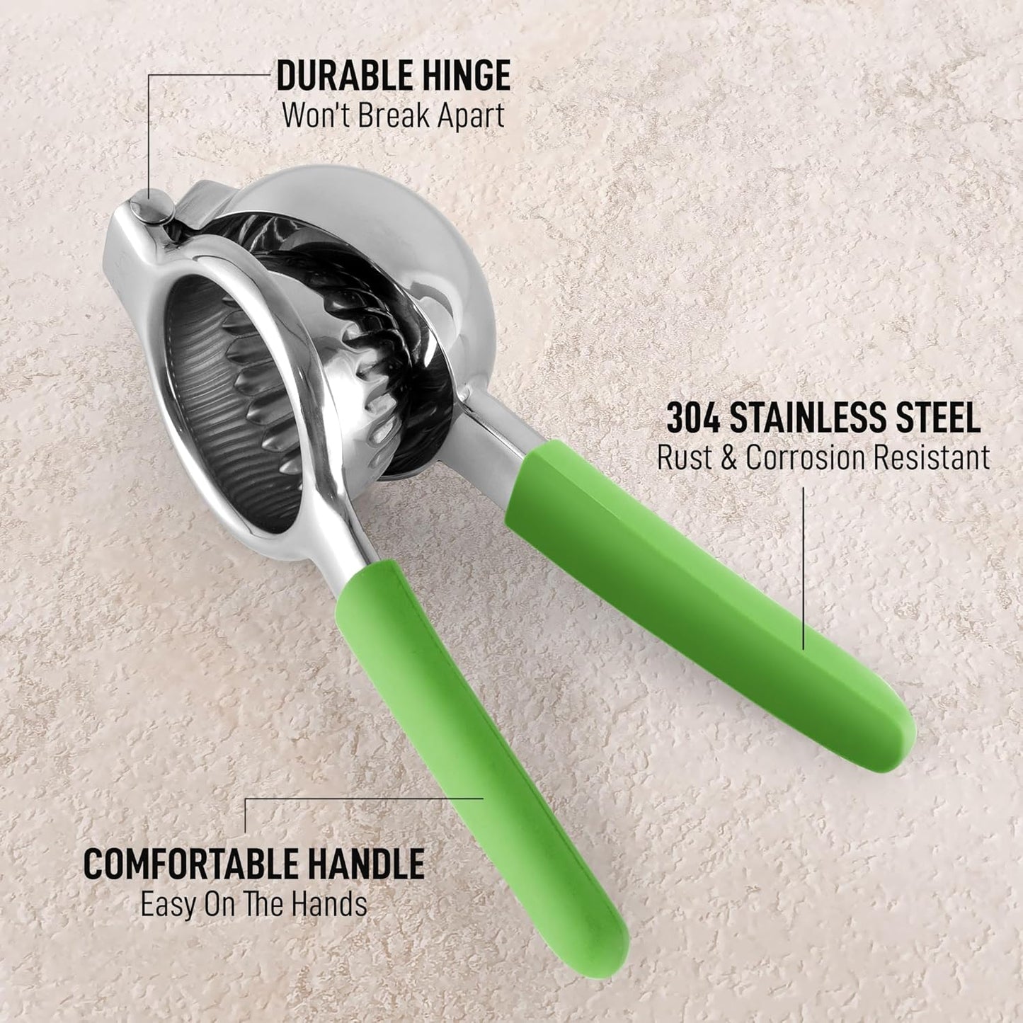 Zulay Lemon Squeezer Stainless Steel with Premium Heavy Duty Solid Metal Squeezer Bowl and Food Grade Silicone Handle - Large Manual Citrus Press Juicer and Lime Squeezer Stainless Steel (Light Green)