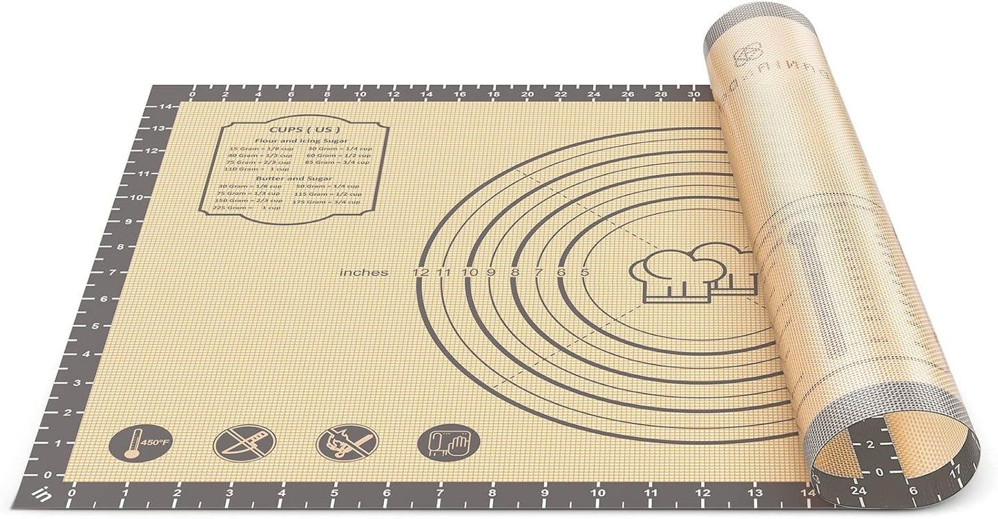 Baking Mat, 28" x 20" Large Silicone Non-slip Baking Pastry Mat with Measurement, Non Stick Silicone Mats for Kitchen Counter, Fondant Mat, Counter Mat, Dough Rolling Mat, Oven Liner, Pie Crust Mat