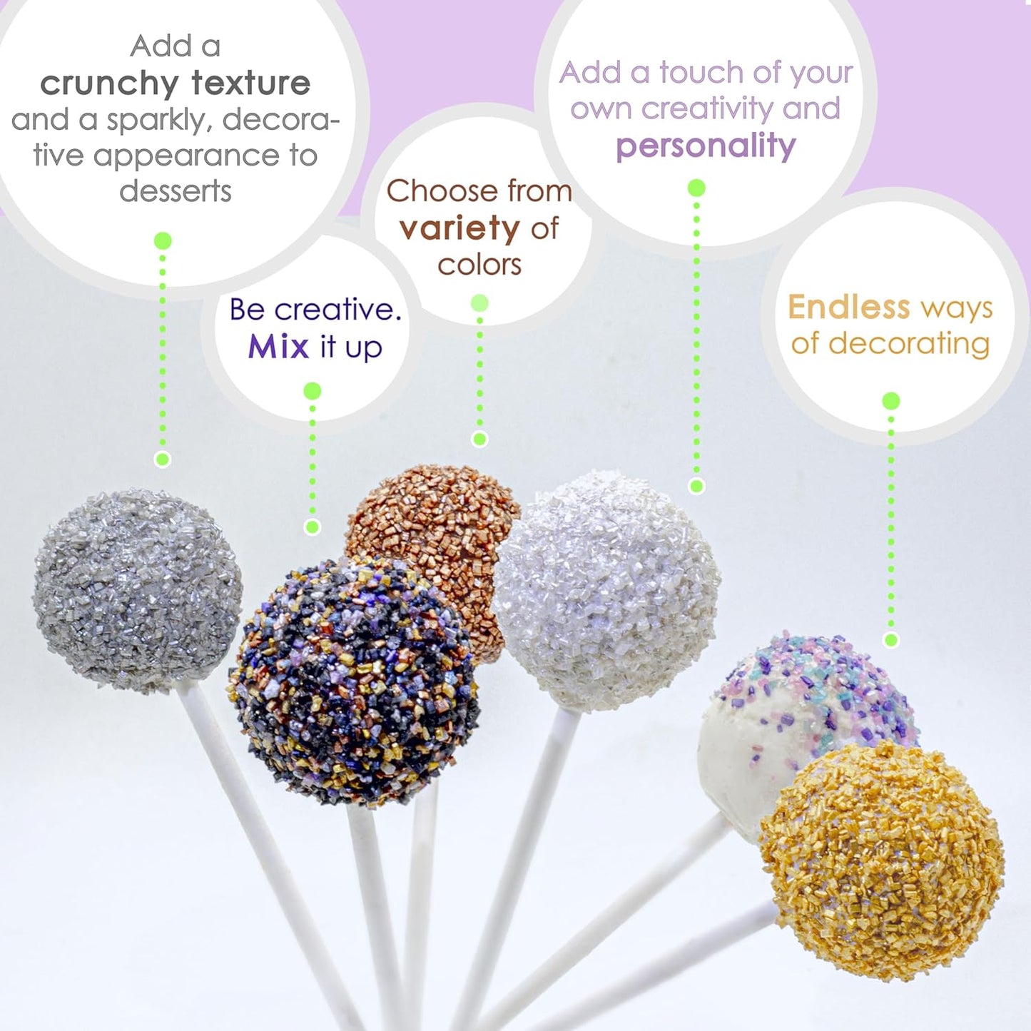 Bakerpan Pearlized Sugar Sprinkles for Baking - 5 Ounce - Sparkling Pastel Decorating Sugar Crystals for Cookies, Cake Pops, Ice Cream (Made in USA)