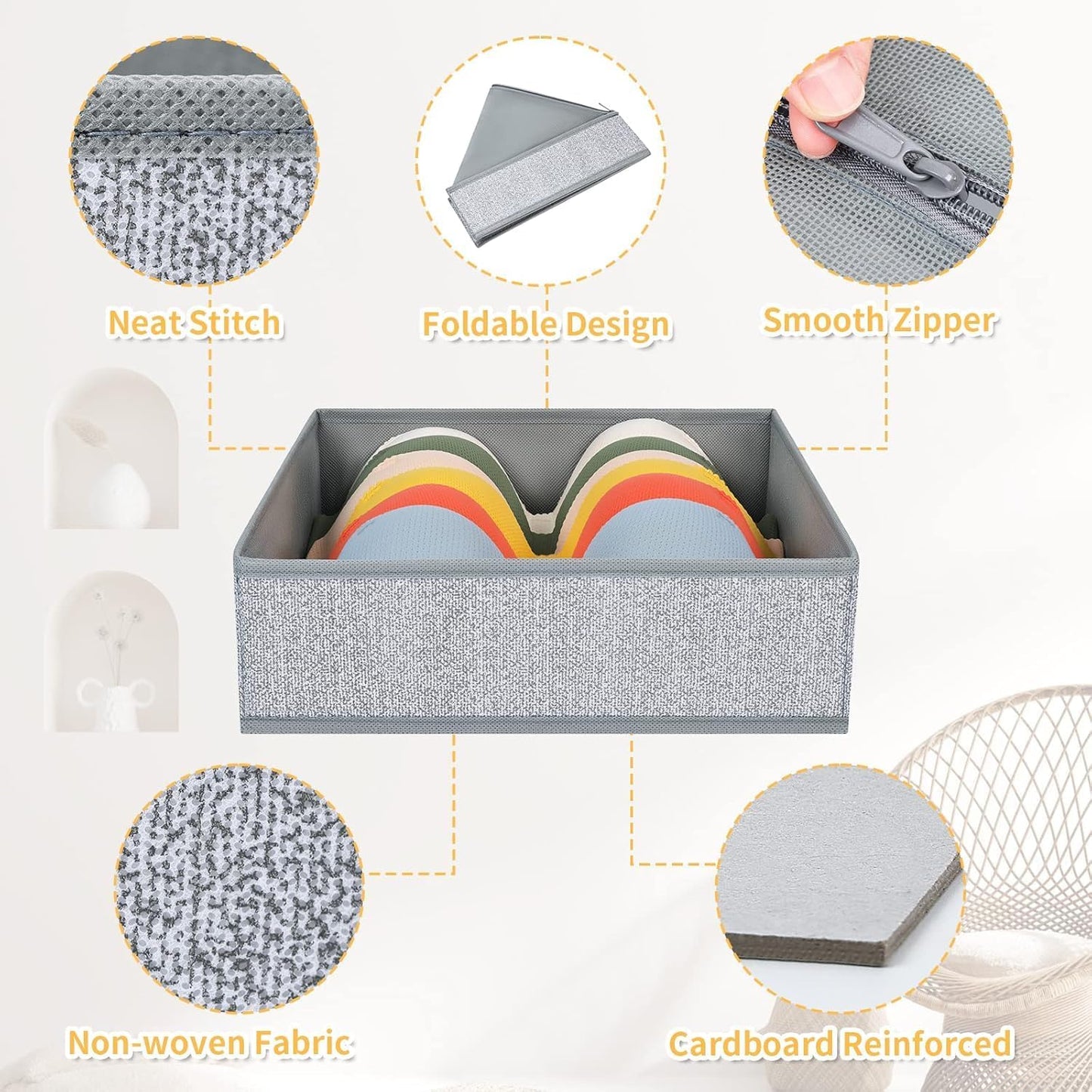 DIMJ Drawer Organizers Cloths, Closet Underwear Organizer, 15 Packs Foldable Closet Organizers, Sock Drawer Organizer, Fabric Dresser Drawer Dividers for Clothes Underwear Bras Socks