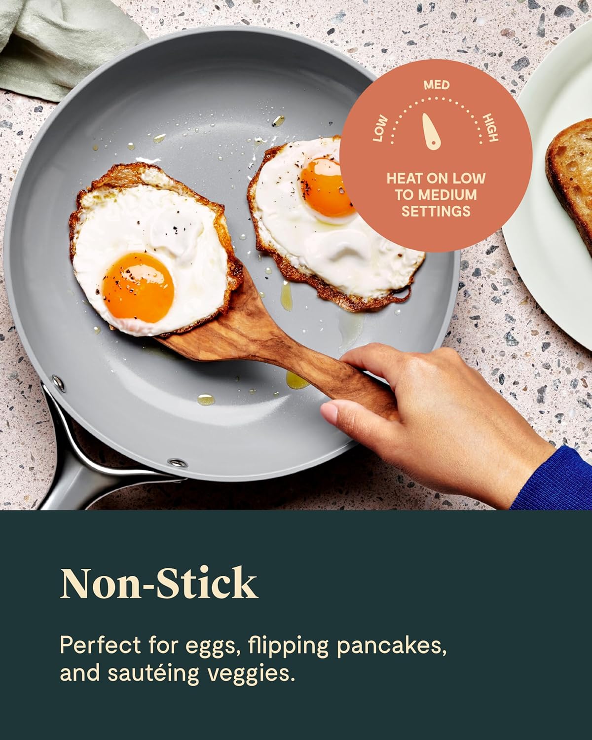 Caraway Nonstick Ceramic Frying Pan With Glass Lid (2.7 qt, 10.5") - Non Toxic, PTFE & PFOA Free - Oven Safe & Compatible with All Stovetops (Gas, Electric & Induction) - White