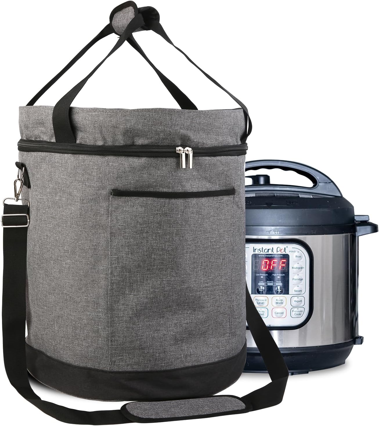 musbus Carry Bag for 8 Quart Instant Pot, CrockPot and Hamilton Beach Models, Double Layers Carrier with Adjustable Strap, with Crock-Pot and Hamilton, GRAY