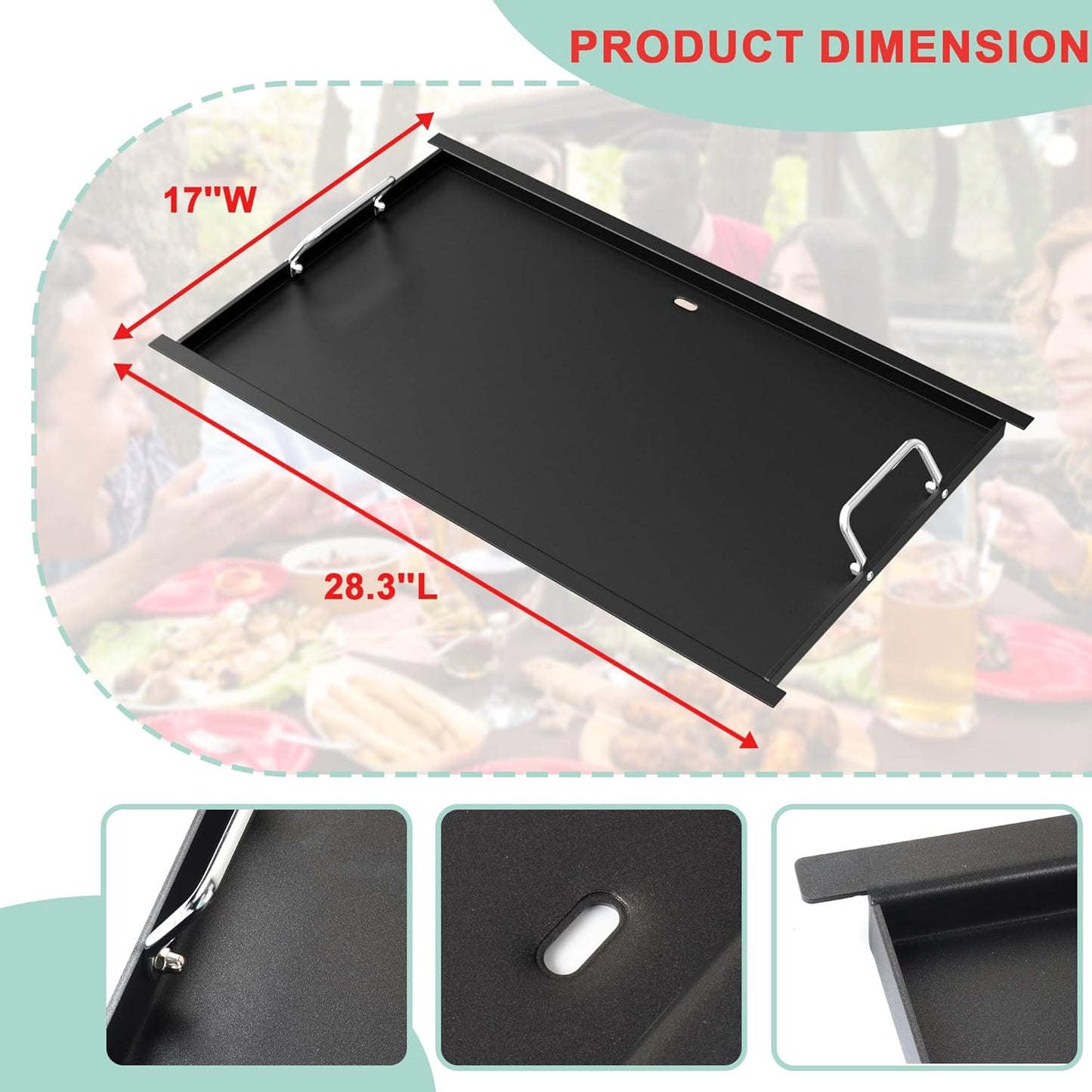 463365021 Full Size Griddle Insert for Charbroil Performance 5 Burner Grill 463448021 463451022 463466522, Carbon Steel Flat Top Griddle Plate for Charbroil G426-0004-W1 G426-0005-W1, 28.3''L x 17''W