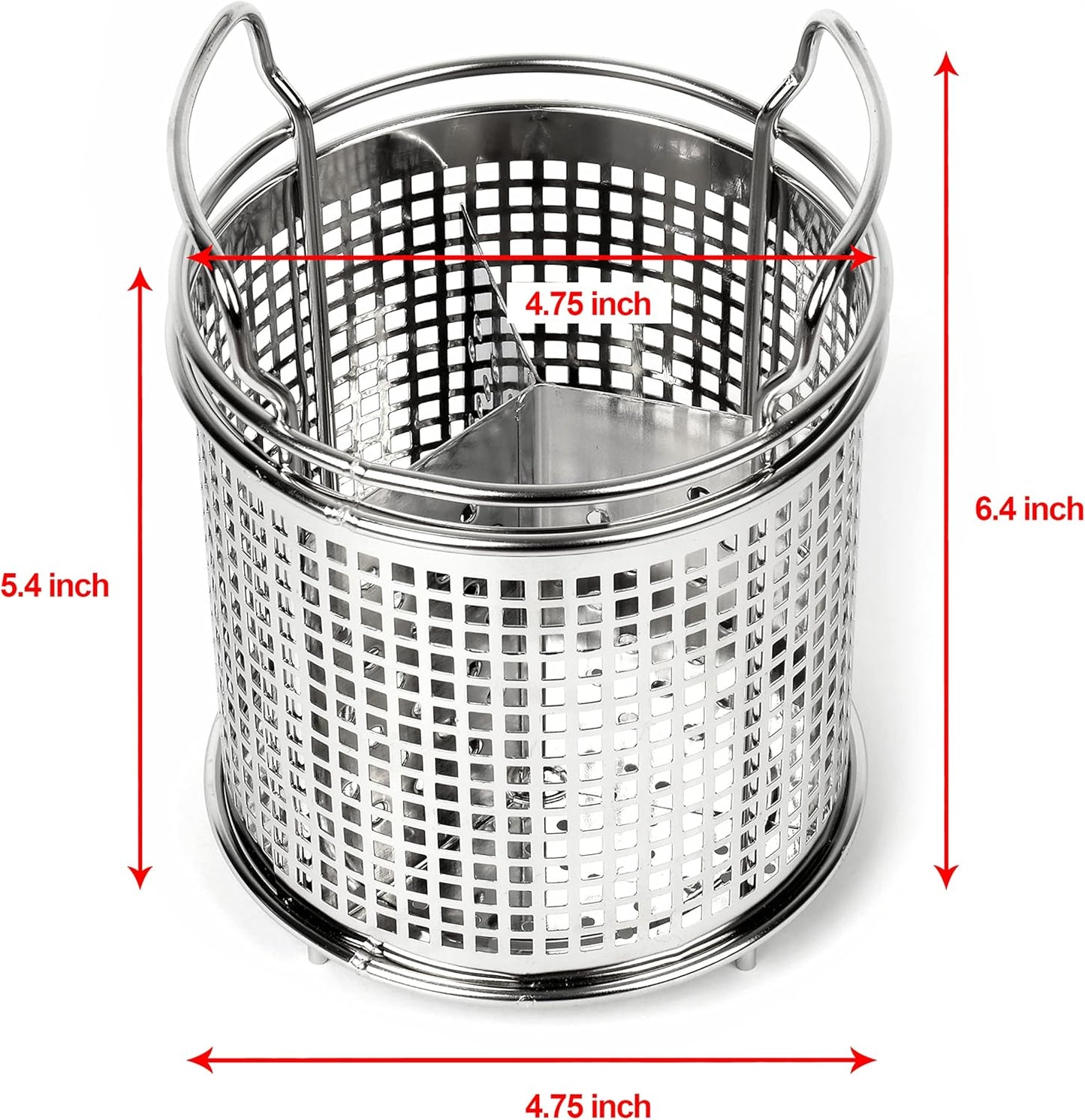 LENITH Stainless Steel Kitchen Round Utensil Holder - Weighted Base for Stability - Utensil Crock With Removable Divider for Easy Cleaning (Round Tulip)