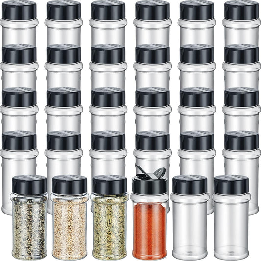 Jadive 36 Pcs Plastic Spice Jars with Shaker Lids Clear Spice Bottles Plastic Seasoning Containers Empty Shaker for Kitchen Storing Herbs Seasoning Powders Pepper Dry Goods