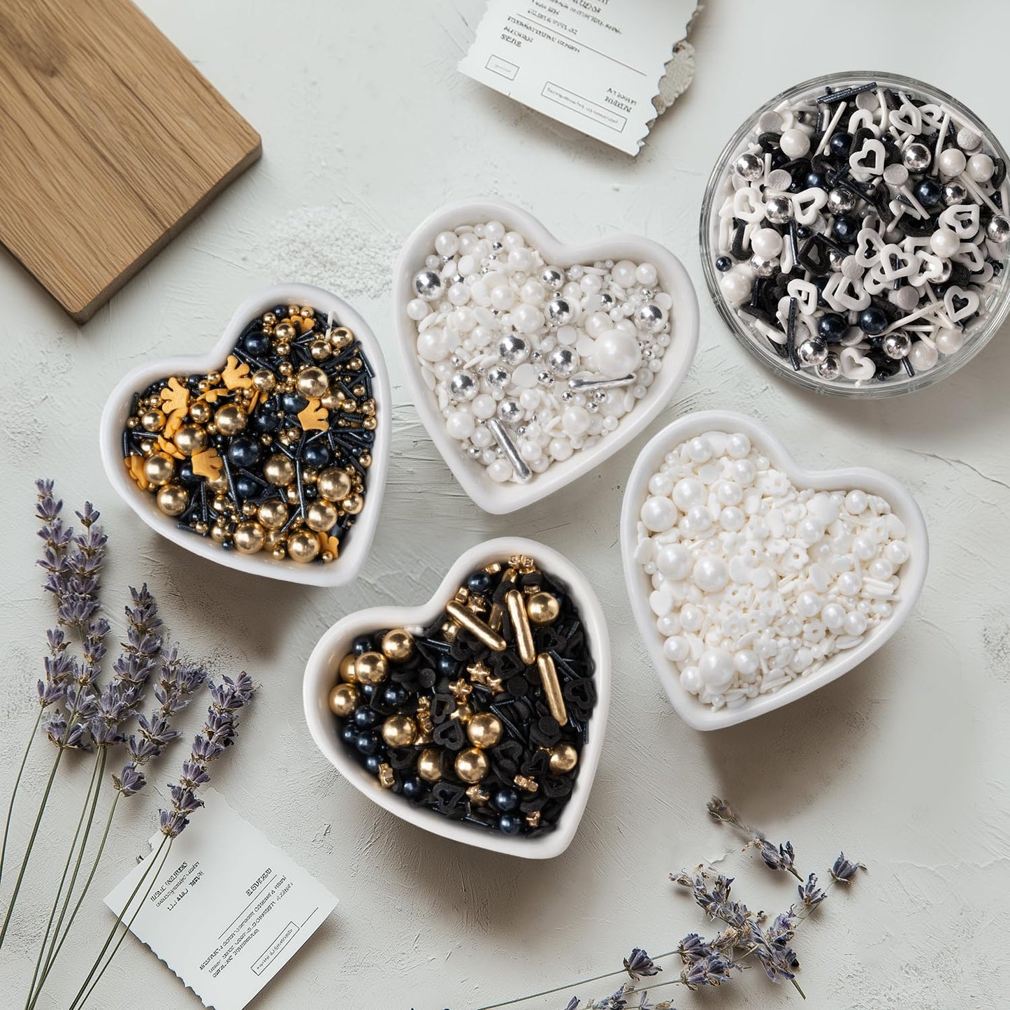 Black & Gold Star Sprinkles for Cake Decorating 4.23ounce - Sugar Mix Contains Gold Star & Pearl Sprinkles for Cupcake Toppers, Ice Cream, Candy, Cookie Decorations - Wedding Party Supplies