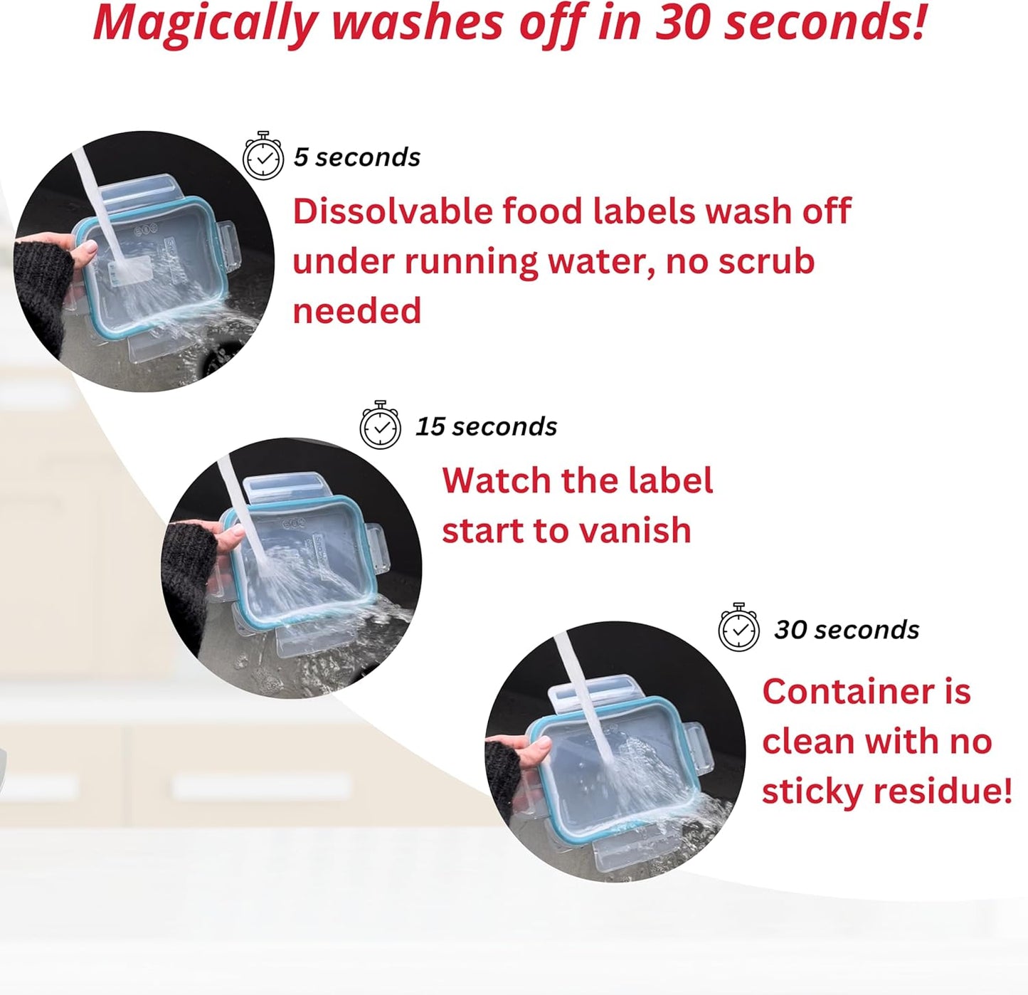 2x1 Dissolvable Food Labels, 250 Label Stickers, Bottle Labels for Storage Bins, Sticker Labels for Food containers, (250, Blank)