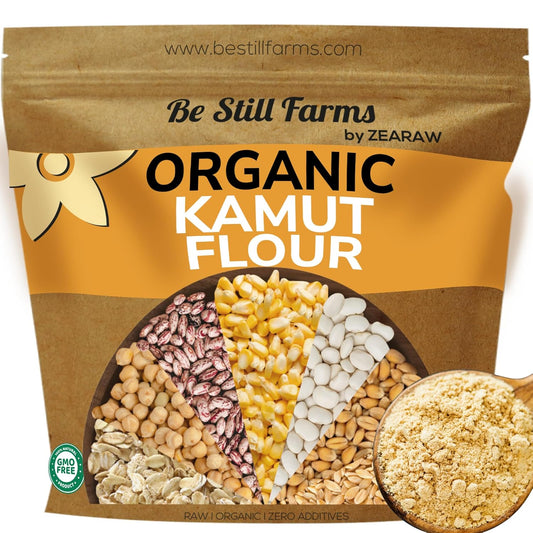 Be Still Farms Kamut Flour Organic Bulk - Bread Flour for Baking (4.8 lb) Khorasan - Organic Whole Wheat Flour Unbleached - High in Fiber | USA Grown | USDA Certified | Vegan | Non-GMO