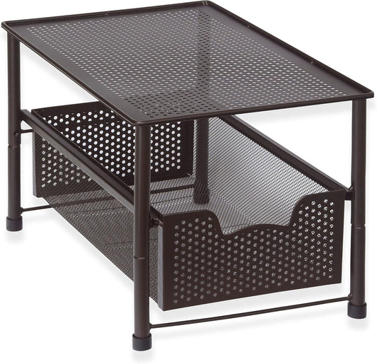 Simple Houseware Stackable Under Sink Cabinet Sliding Basket Organizer Drawer, Bronze