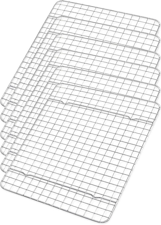 Stainless Steel Cooling Rack Size - Small, 8 x 11.75 Inches, Dishwasher-Safe, Oven Safe, Cookie Cooling Racks for Baking & Cooking - Pack of 6