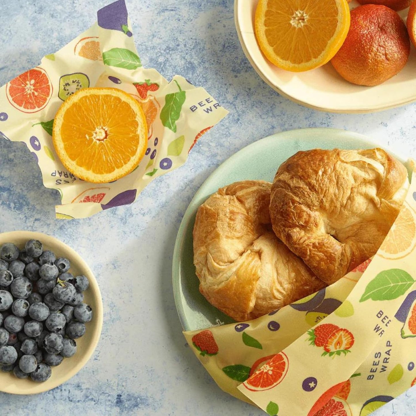 Bee's Wrap Beeswax Wraps for Food - Fresh Fruit 3 Pack (S, M, L) Made in USA Reusable & Organic Food Wraps, Sandwich Wrap & Bowl Covers - Eco-Friendly Alternative to Aluminum Foil & Plastic Wrap