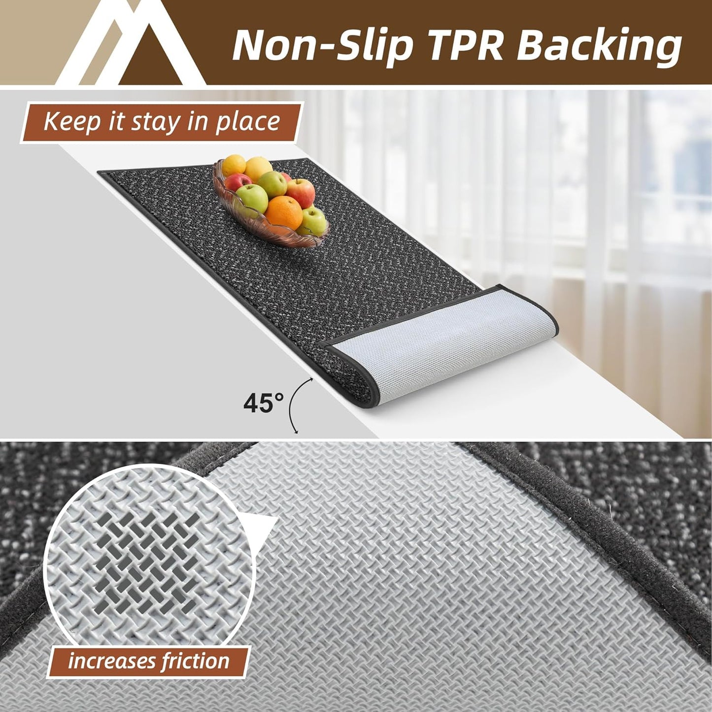 COSY HOMEER Kitchen Rugs 20"x32" Non-Slip Kitchen Mats for Floor Absorbent Stain Resistant Kitchen Floor Mat Machine Washable Rugs for Kitchen,Hallway,Sink,Dark Grey