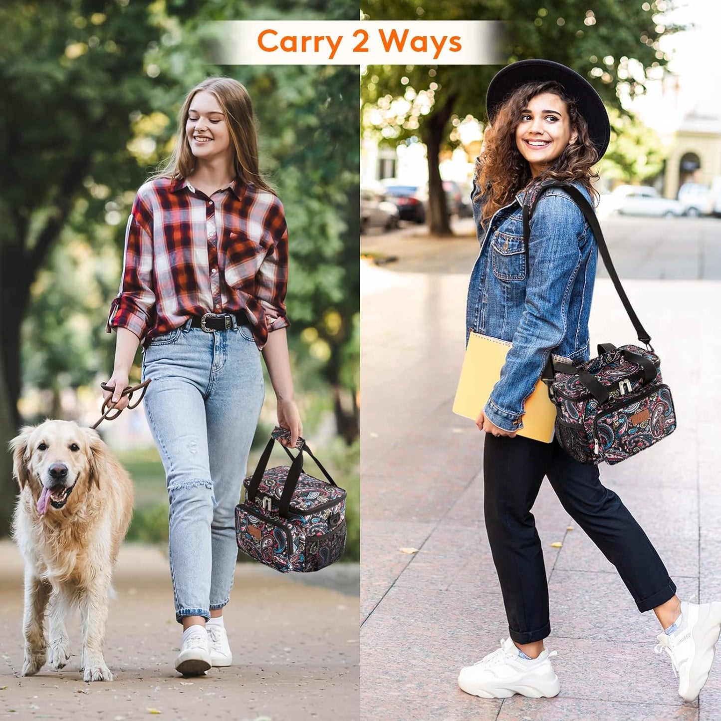 Lifewit Medium Lunch Bag Insulated Lunch Box Soft Cooler Cooling Tote for Adult Men Women, Paisley 12-Can (9L)