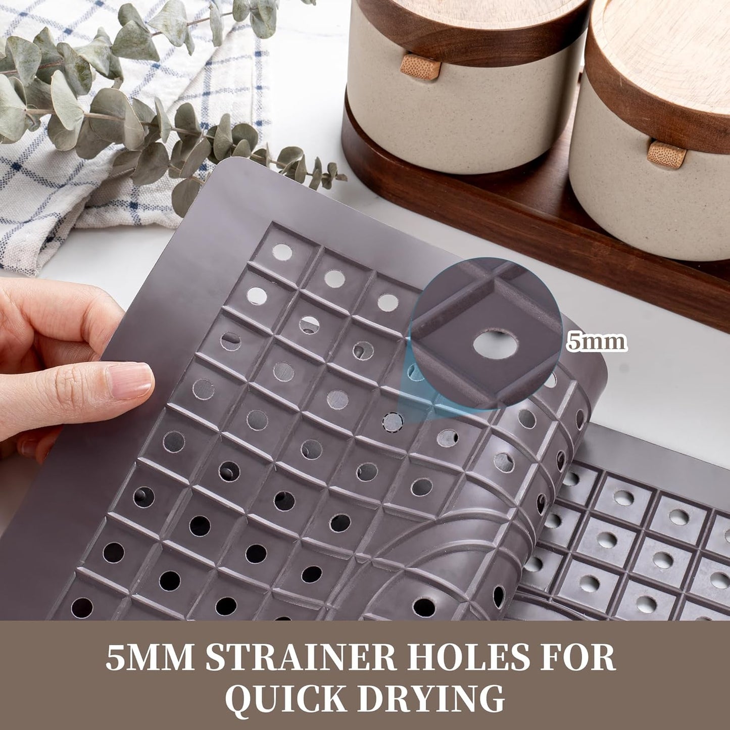 WILLKOMMEN Kitchen Sink Mat, 12" x 10" Rectangular Sink Protector Pad, Fast-Draining Grid Design Liner, Dish Drying Mat 2 Pack Coffee