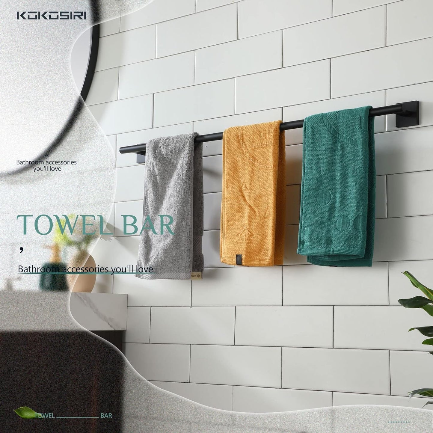 KOKOSIRI 32'' Towel Rails Bathroom Towel Bars Matte Black 32 Inch Bath Towel Holder for Washroom Kitchen Wall Stainless Steel B4005BK-L32
