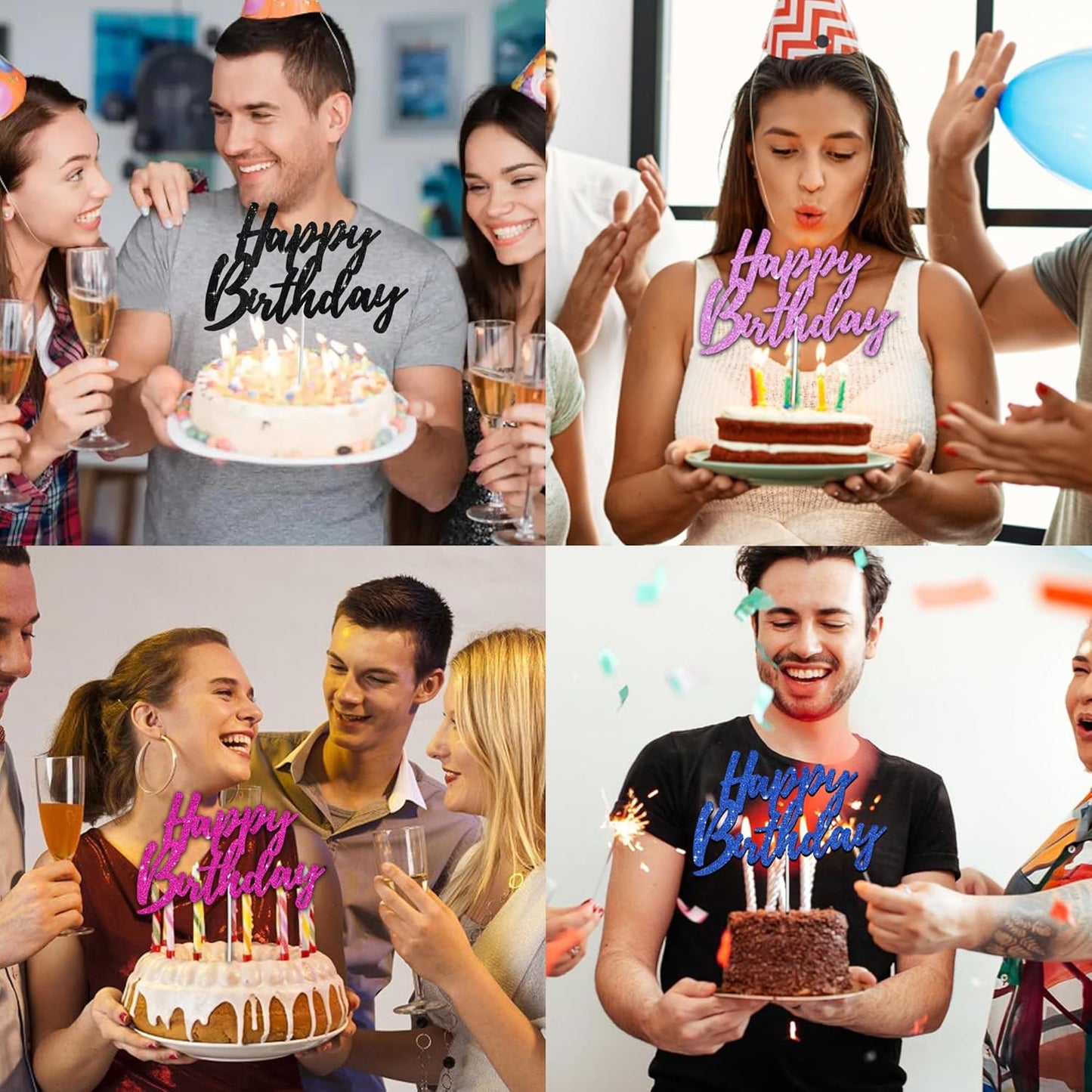 BEISHIDA Happy Birthday Cake Toppers Gold Glitter Birthday Cake Decoration Cake Baking Supplies 18th 30th 40th Birthday Cake Toppers For Boys Girls Men Women Birthday Party Photo Booth Props