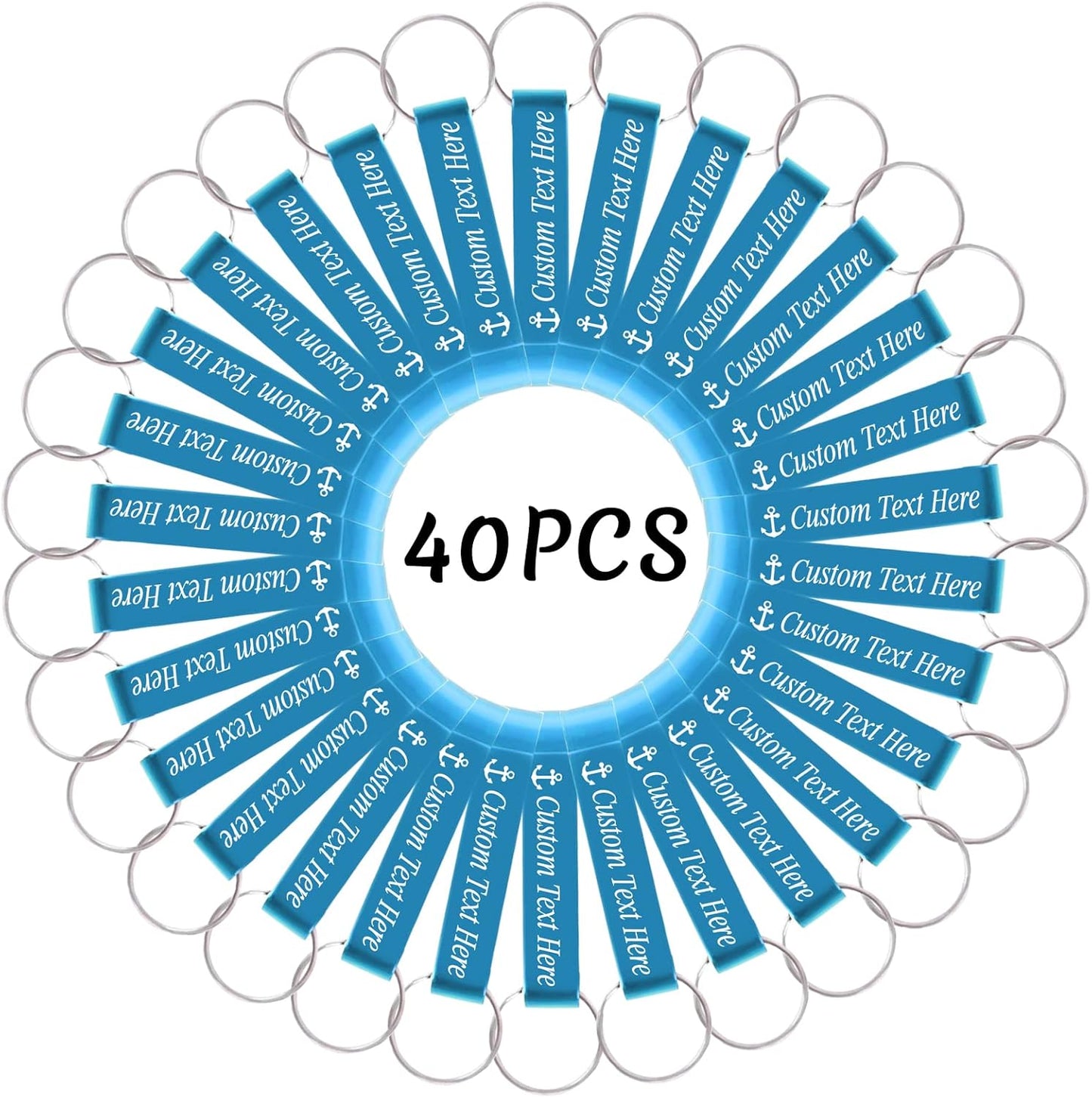 40PCS Personalized Bottle Opener Keychain Bulk Custom Beer Bottle Opener with Logo Text Engraved Wedding Bottle Opener Favors Customized Gifts for Guests Baby Shower Birthday Party-Sky Blue