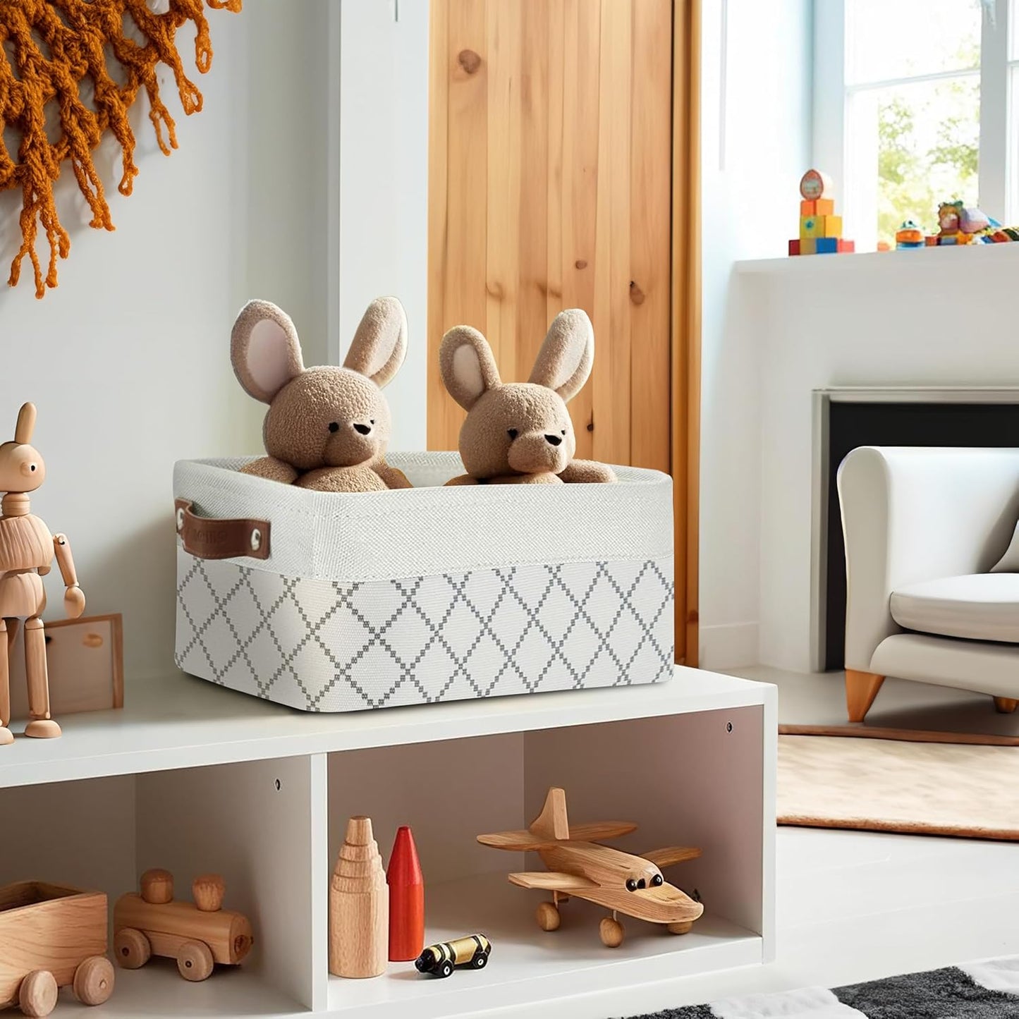 DECOMOMO Small Storage Basket, Closet Storage Bins, Baskets for Organizing Shelves (White Check, Small - 6 Pack)