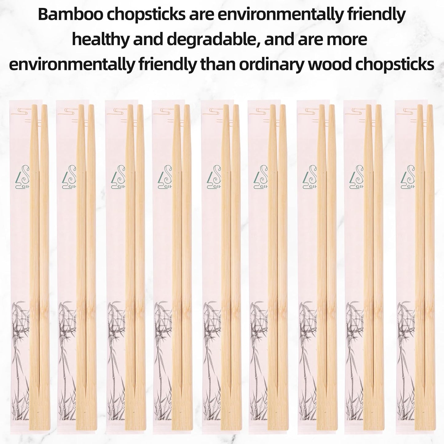 Disposable Bamboo chopsticks (100PAIRS) Sturdy Smooth,Individually Wrapped Wooden Chopsticks Best for Korean Japanese Sushi & Asian Dishes,chopsticks surface smooth without debris.