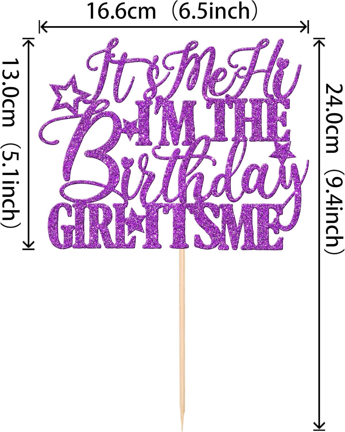 1 PCS It's Me Hi I'm the Birthday Girl It's Me Cake Topper Glitter Music Singer Cake Pick for Funny Hip Hop Singer Girls Birthday Party Cake Decorations Supplies Purple