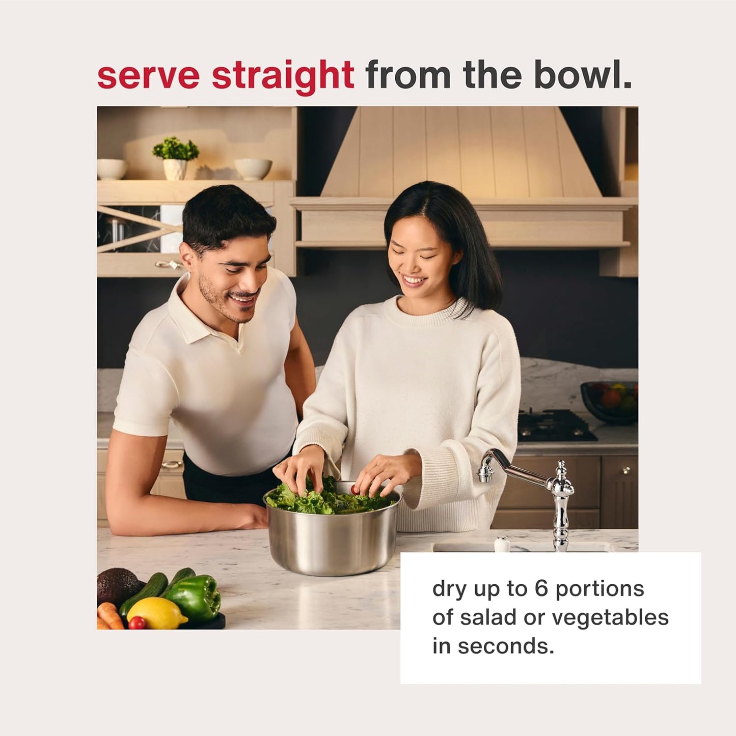 Zyliss Easy Spin Salad Spinner - Fruit & Veggie Dryer - Produce Spinner & Cleaner for Salad Prep - Dishwasher-Safe Kitchen Essential - Non-Slip Bowl with Pull Handle - New Stainless Easy Spin Large