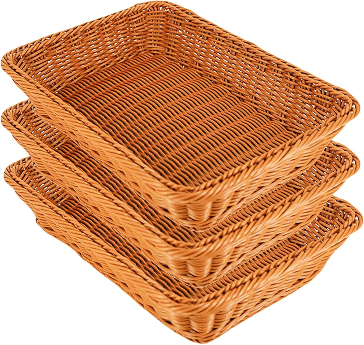 14 "bread basket, fruit basket, imitation wicker hand-woven basket, used as fruit and vegetable, farmer's market display, family restaurant and bakery (3)