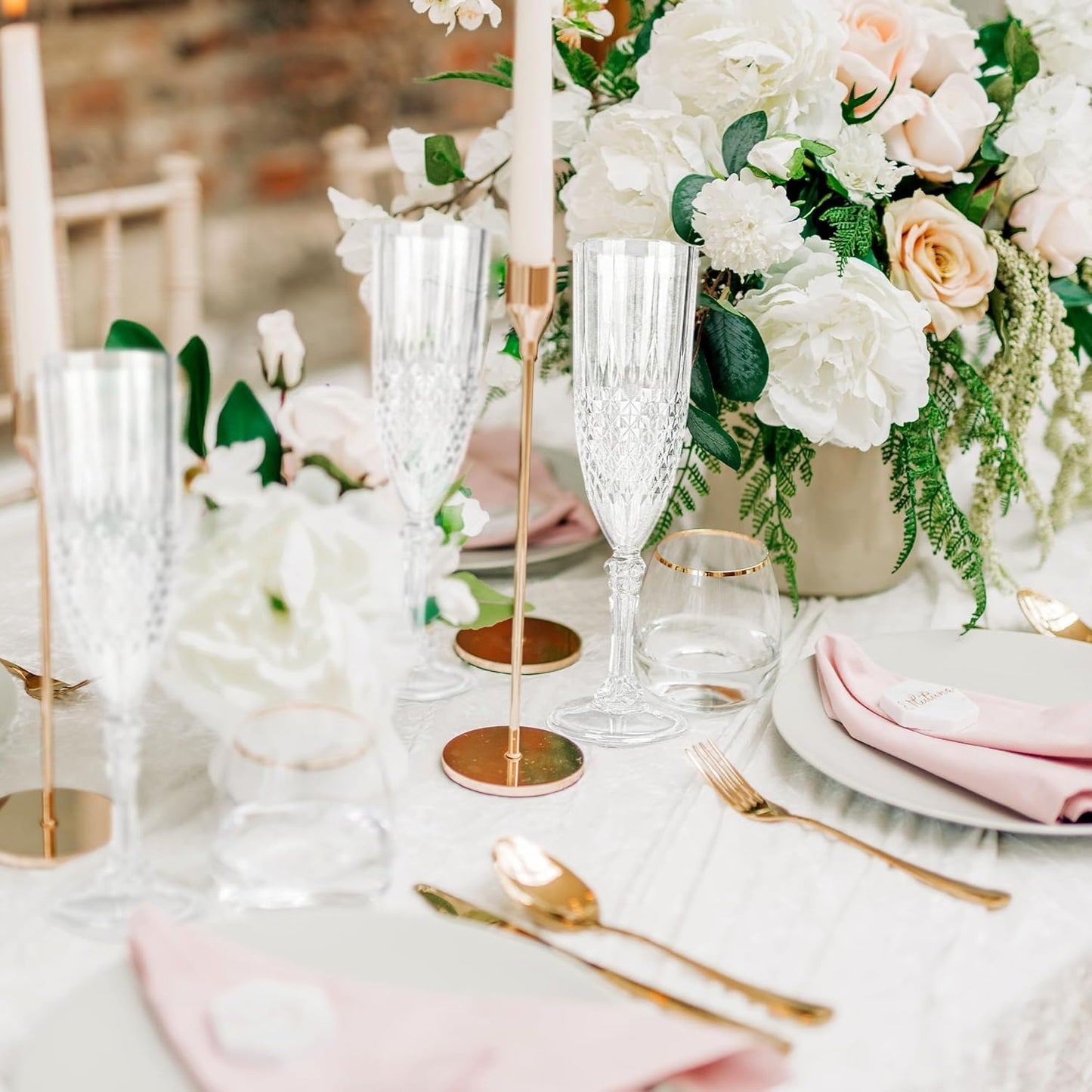 Plastic Champagne Flutes, 12PCS White Transparent Plastic Wine Glasses Goblets Shatterproof Reusable Champagne Flute for Weddings, Bachelor Parties, Toasting, and Events(12,Transparent)