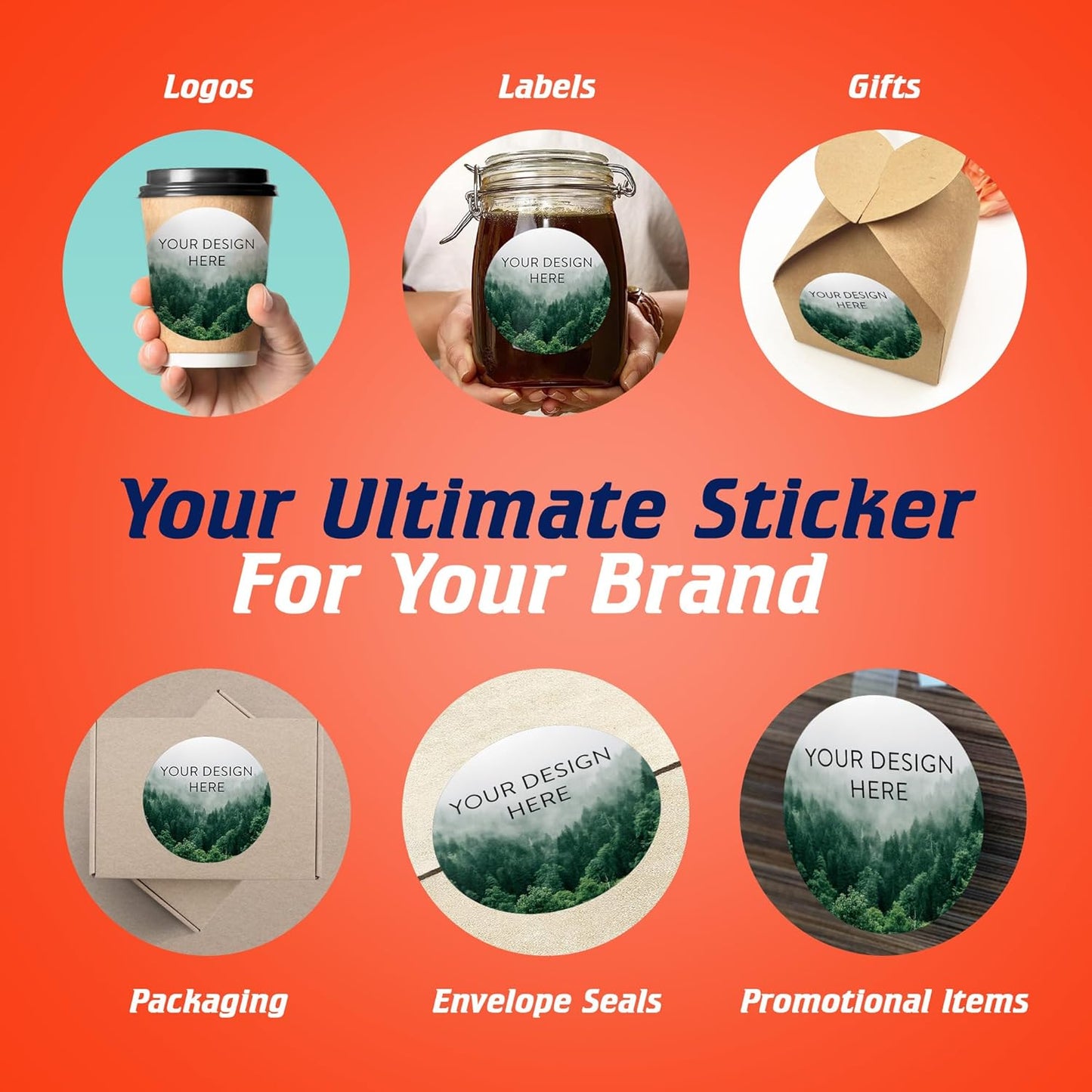 100 Custom Vinyl Stickers - Upload Your own Image, Text, Design, Logo - Personalized Logo Labels for Handmade, Packaging, Bottle, Jars, Candle, Brand Stickers (Foggy Valley, 5x5)