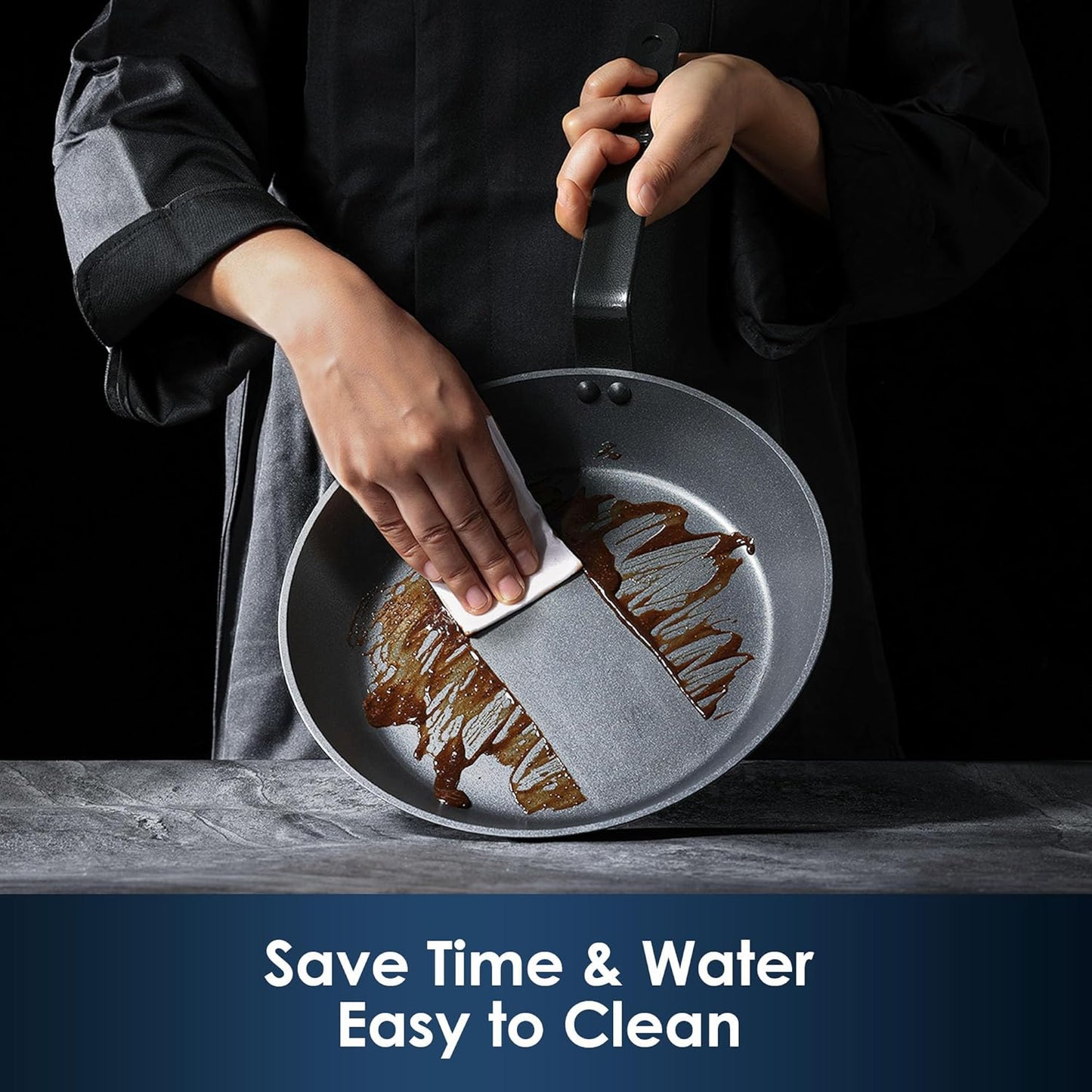 SENSARTE Nonstick Frying Pan Set 2-Piece, Oven Safe Skillets with Swiss Coating, Induction Compatible Chef Pan Set, Dishwasher Safe Cooking Pans, PFOA PFOS Free, 10 and 12 Inch