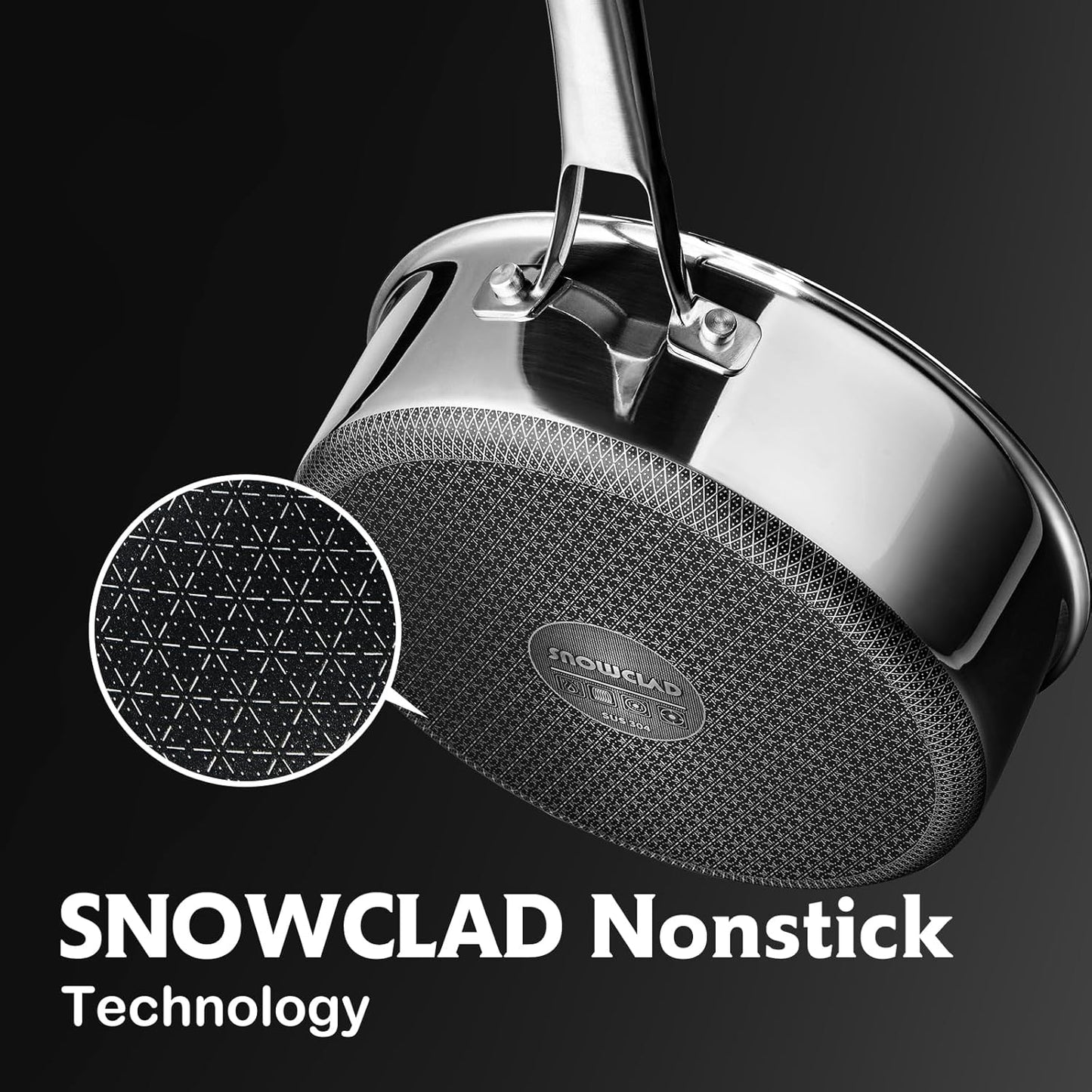 Frying Pans Nonstick Set with Lid,Hybrid Non Stick 5 Quart Saute pan,10 inch Skillet,8 inch Skillet PFOA Free Cookware,Stainless Steel skillet,Deep Saute Pan,Dishwasher Safe,Works on All Cooktops