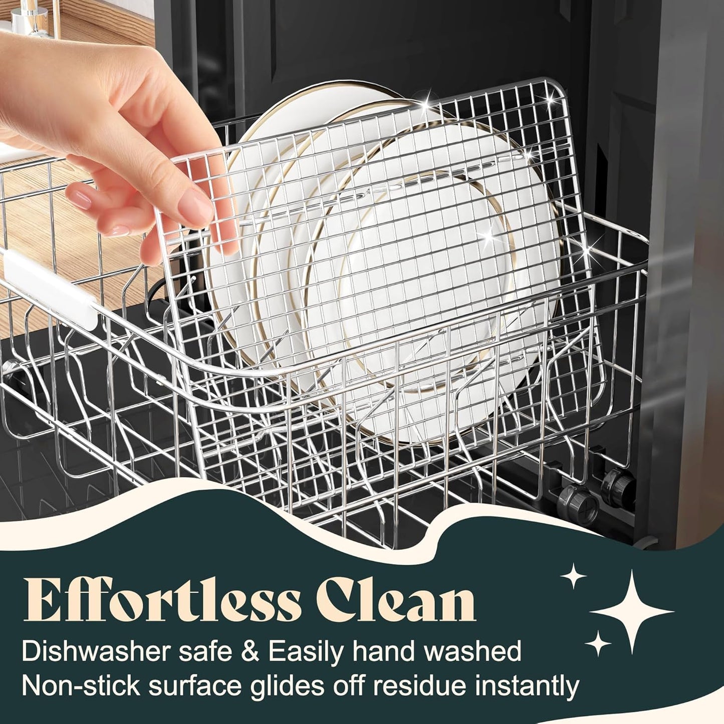 Cooling Racks for Cooking and Baking-8.5"x12" Oven Safe Premium Stainless Steel Heavy Duty Baking Rack Tight-Wire, Fits Quarter Sheet Pan for Roasting & Grilling & Cooking-Set of 2