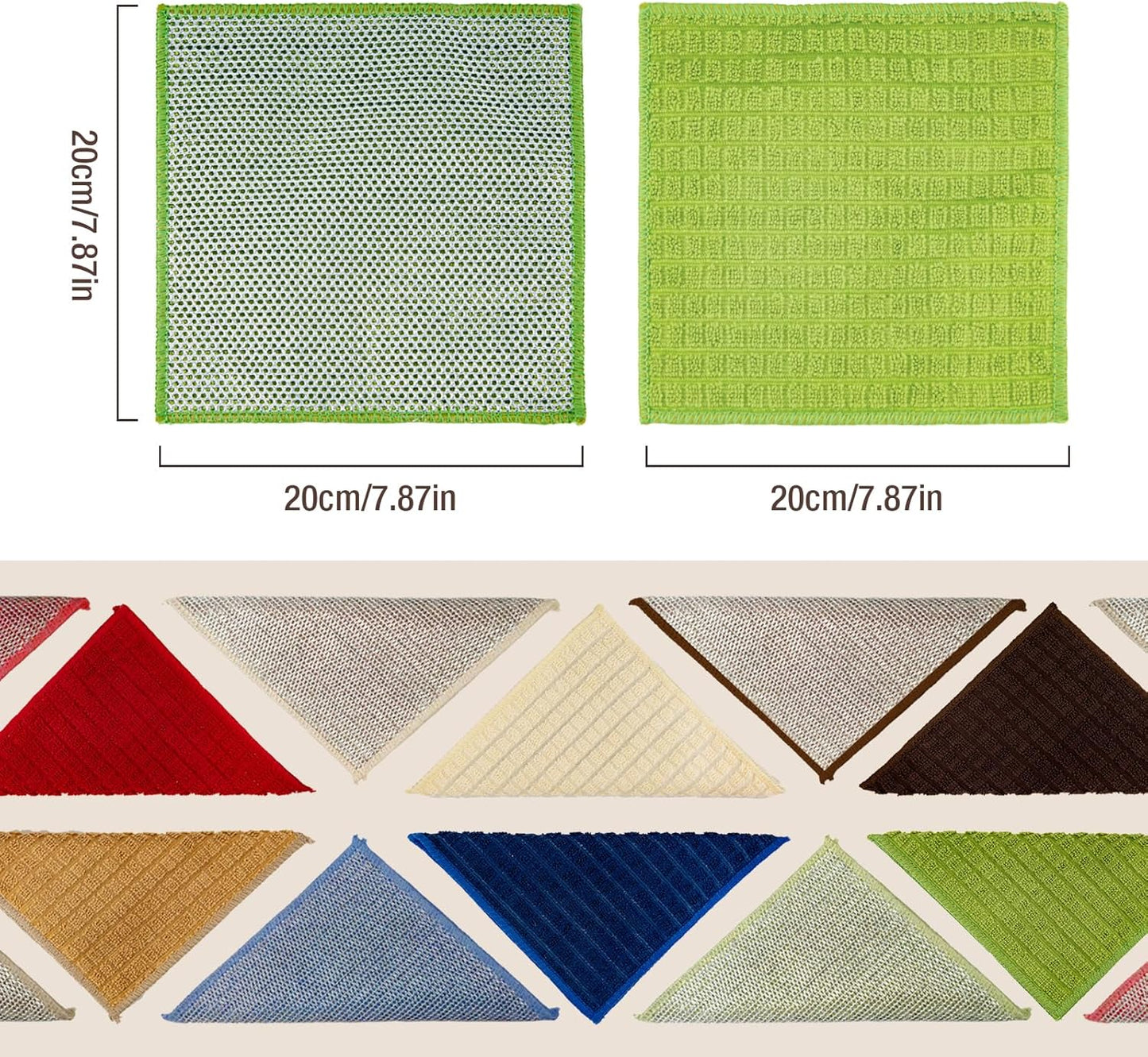 Silver Wire and Microfiber Double Layer Dishcloth, Multipurpose Dishwashing Rags for Wet and Dry, Household Cleaning Cloth with Poly Scour Side, 6 Color Assorted 12pack