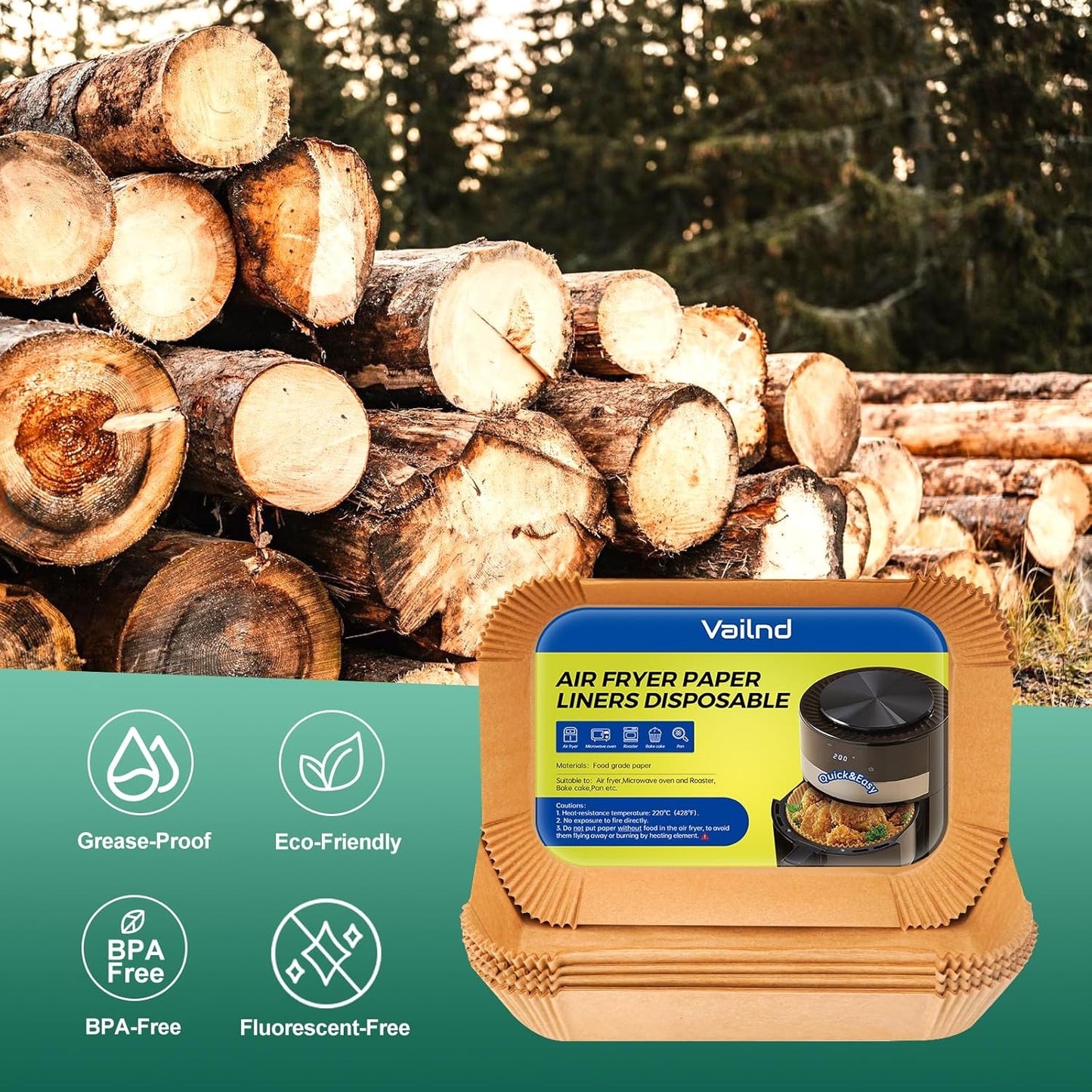 400Pcs Air Fryer Liners Disposable for Dual Basket, 8x5.5 Inch Parchment Paper Sheets, Rectangular Baking Liners for Ninja DZ201 DZ401, Chefman/COSORI 2-Basket Air Fryer, Oil Proof & Non-Stick