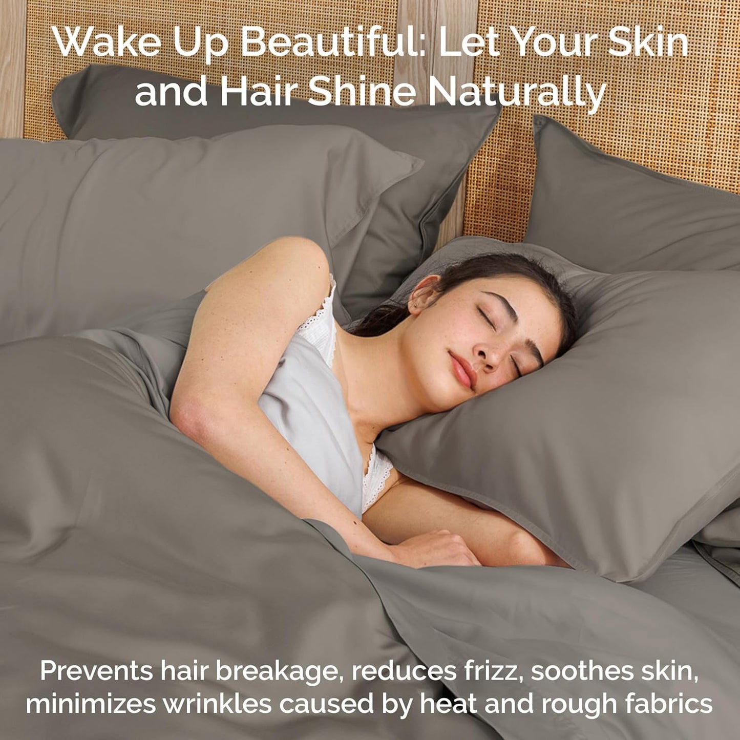 100% Viscose from Bamboo Sheets Full Size, Super Soft Bedding Set, Cooling Sheets for Hot Sleepers, Vegan Silk Moisture Wicking, Organically Grown Bedsheet, Sand - 54" x 75"