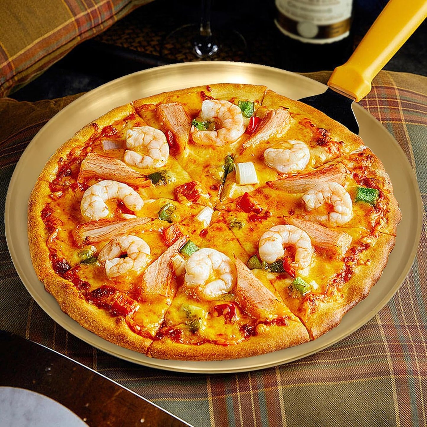 13.5 Inch Stainless Steel Pizza Pan Set of 4, Commercial Grade Restaurant Pizza Tray, Heavy Duty & Warp-Resistant for Oven, Grill & Party - Dishwasher Safe Baking Sheet