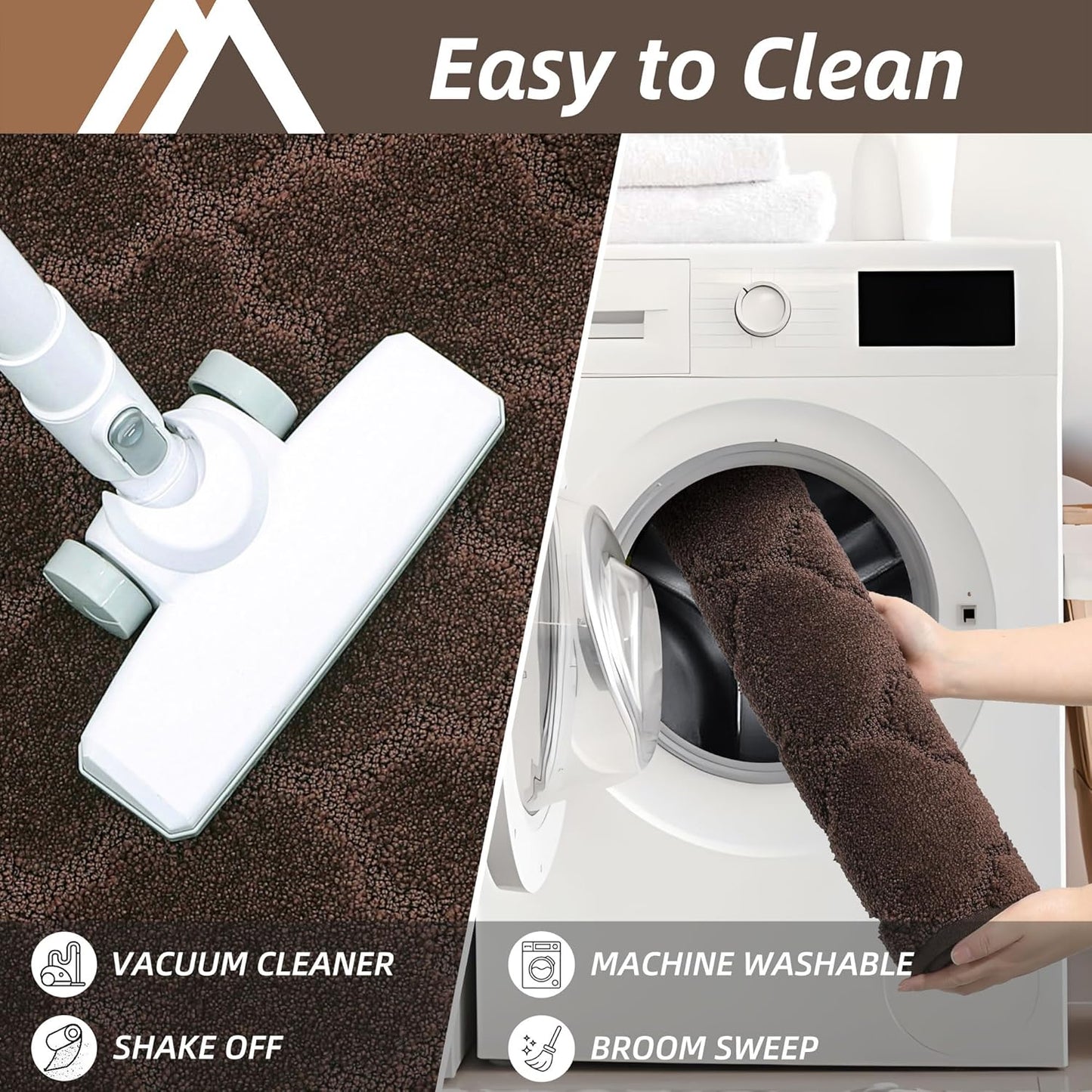 COSY HOMEER-Kitchen-Rugs-Non-Slip-Washable 24"x60" Absorbent Kitchen Runner Rug Polyester Kitchen Mats for Floor Soft Standing Floor Mats for Sink Mat,Hallway,Laundry,Brown