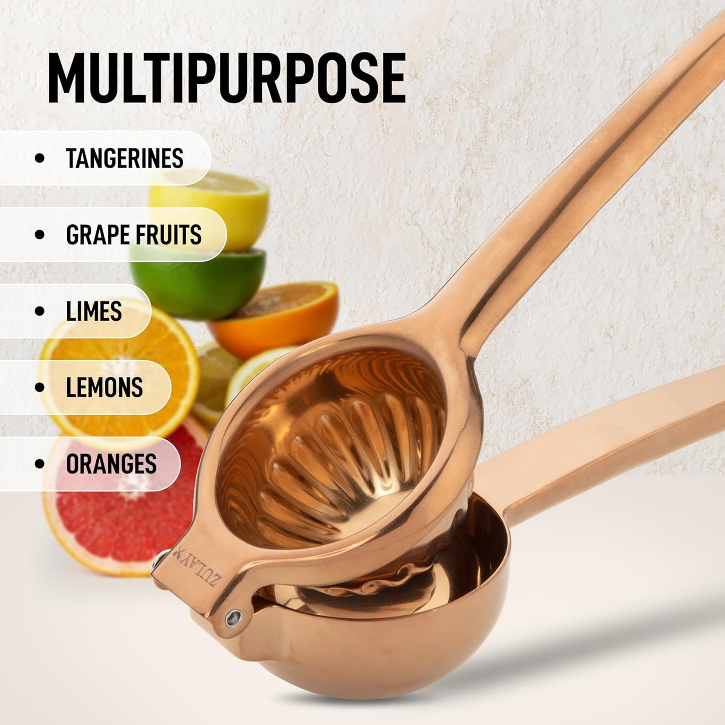 Zulay Extra Large Lemon Squeezer Stainless Steel - Easy Squeeze Heavy Duty Lemon Juicer Hand Press - Ergonomic Citrus Squeezer & Fruit Juicer for Small Oranges, Lemons, & Limes