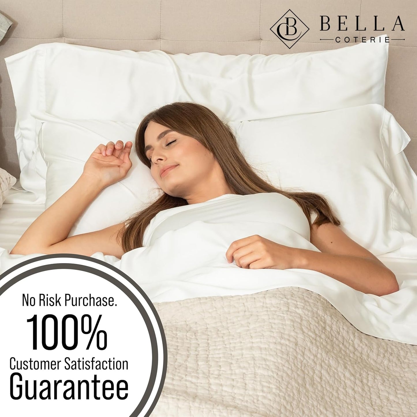 Bella Coterie Luxury Bamboo Viscose Split King Size Sheet Set | 100% Organically Grown | Ultra Soft | Cooling for Hot Sleepers | 18" Deep Pocket [White]