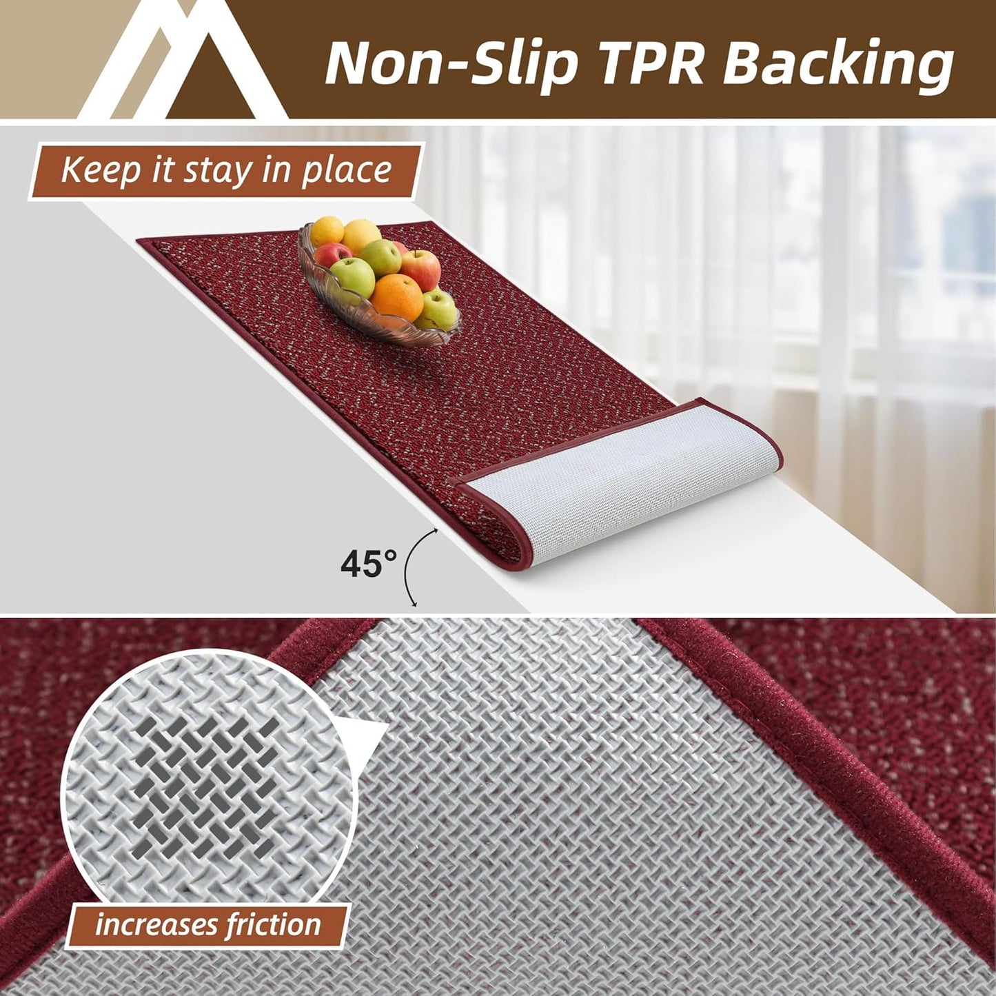 COSY HOMEER Kitchen Rugs Non Slip Washable 24"x36"+24"x60" Absorbent Kitchen Mats for Floor Stain Resistant Kitchen Runner Rug Sets of 2 Kitchen Floor Mats for Sink,Red