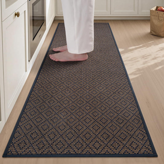 PADOOR Kitchen Runner, Rubber Backed Kitchen Runner Rugs Non Skid Washable, Super Absorbent Kitchen Mats for Floor Front of Sink, 20"x47" Blue