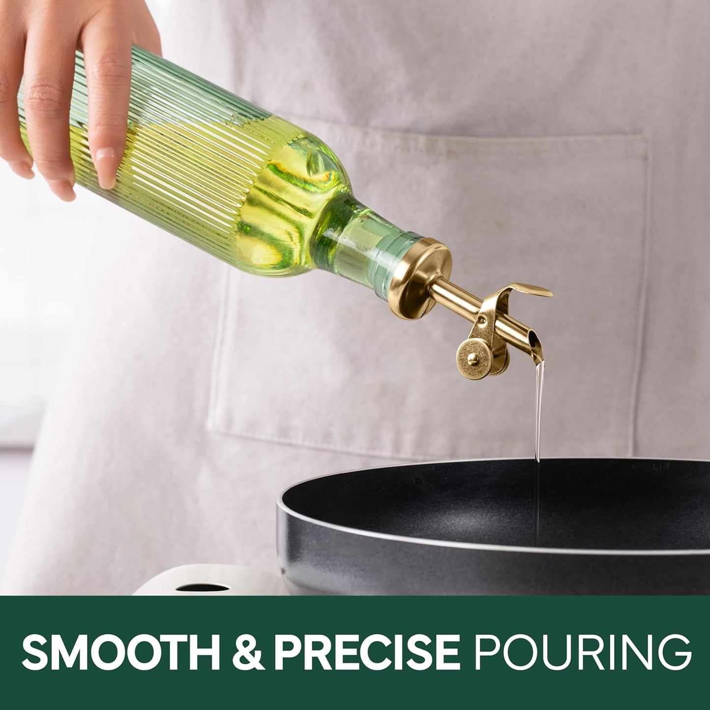 COOK WITH COLOR Glass Olive Oil Bottle Dispenser - 2 Pack- 17oz Oil and Vinegar Cruet - Olive Oil Carafe Decanter for Kitchen