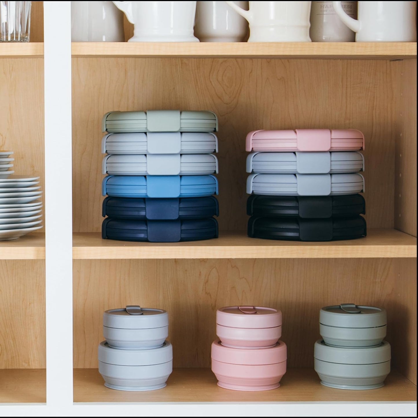 STOJO Collapsible Sandwich Box – 24oz, Reusable Food Storage Container, Silicone Bowl for Hot/Cold Food – Meal Prep, Lunch, Camping, Hiking – Dishwasher Safe (Set of 1, Denim Blue)