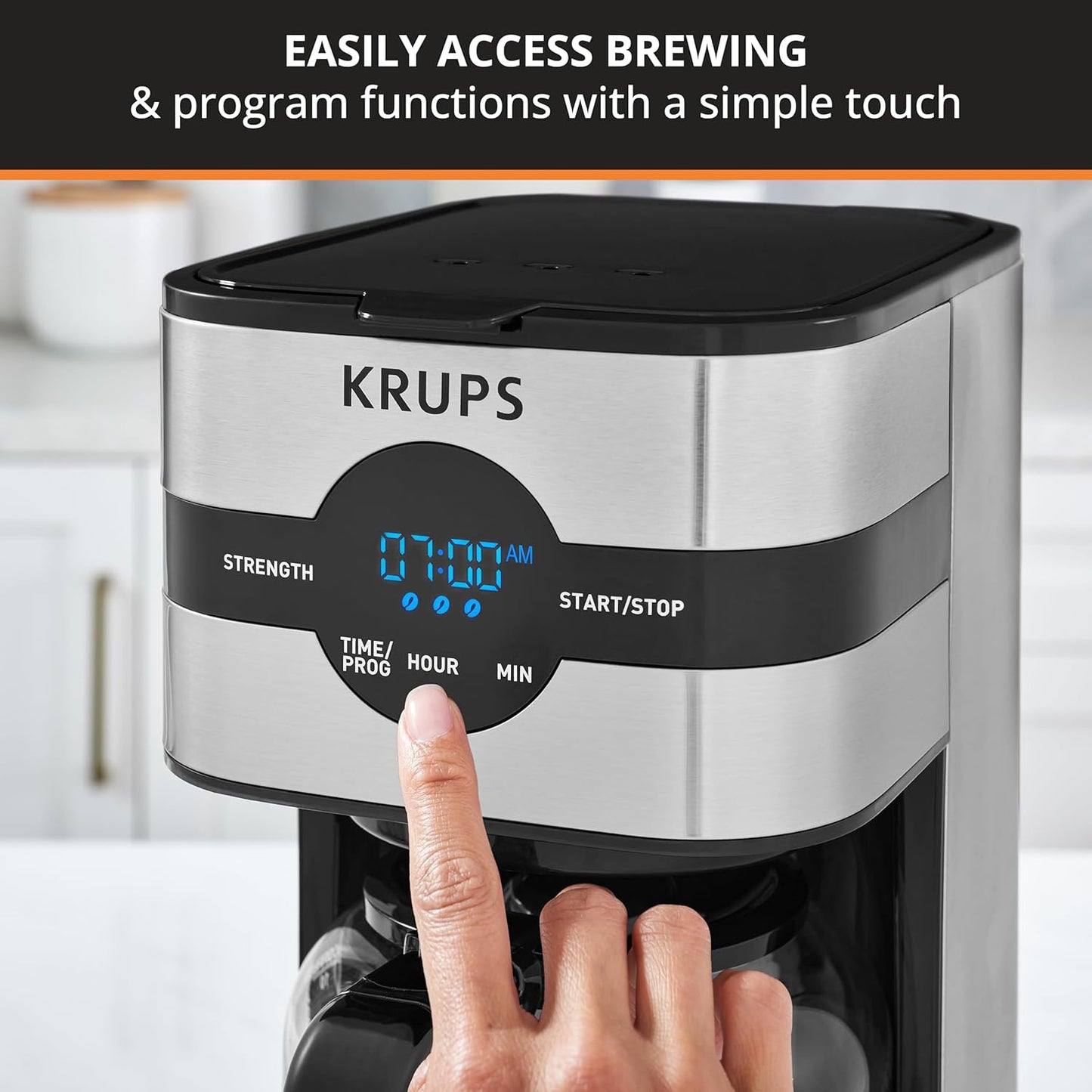 KRUPS Newer Model Drip Coffee Maker, Glass & Digital, Black & Stainless Steel