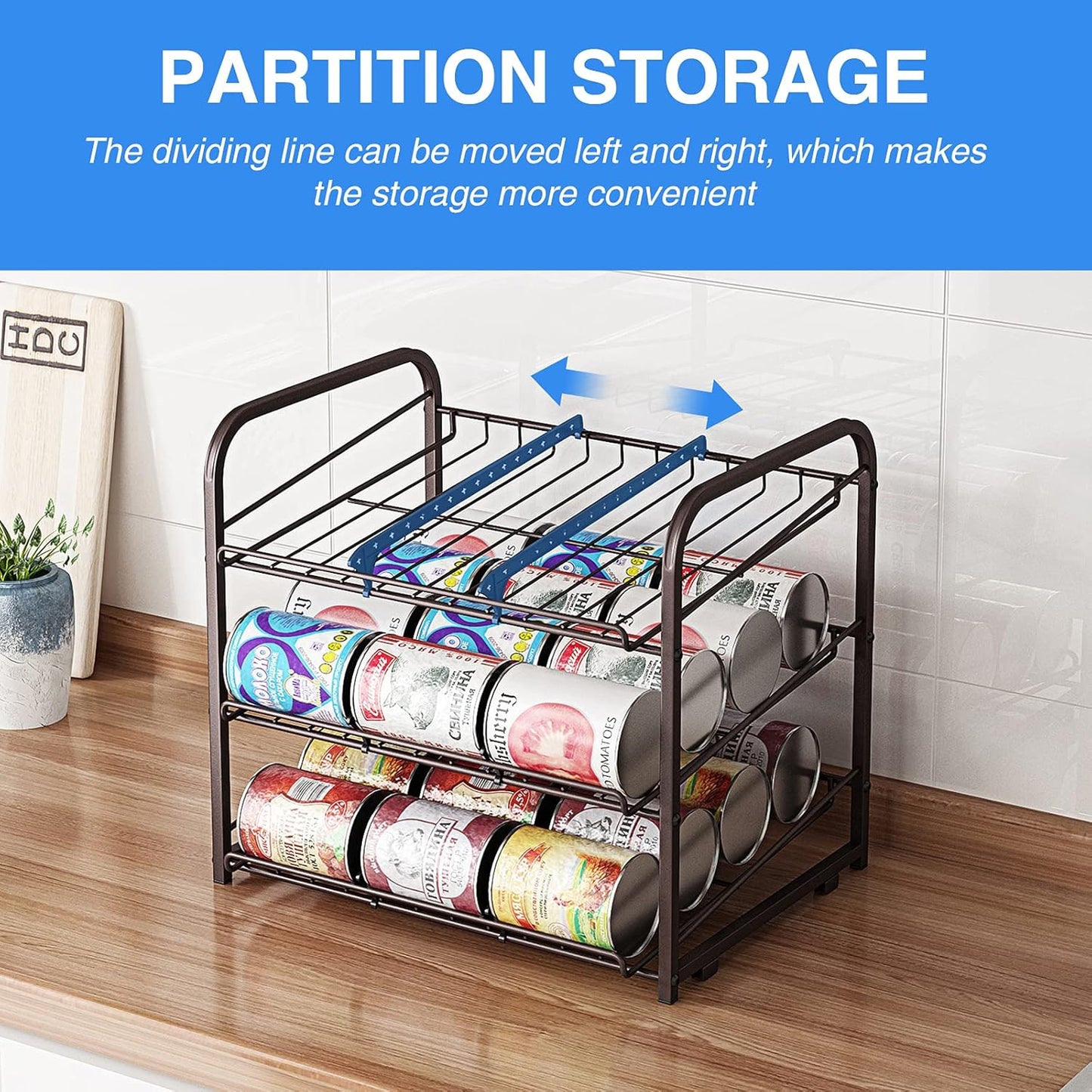 AIYAKA 3 Tier Stackable Can Rack Organizer,for food storage,kitchen cabinets or countertops,Storage for 36 cans,Bronze