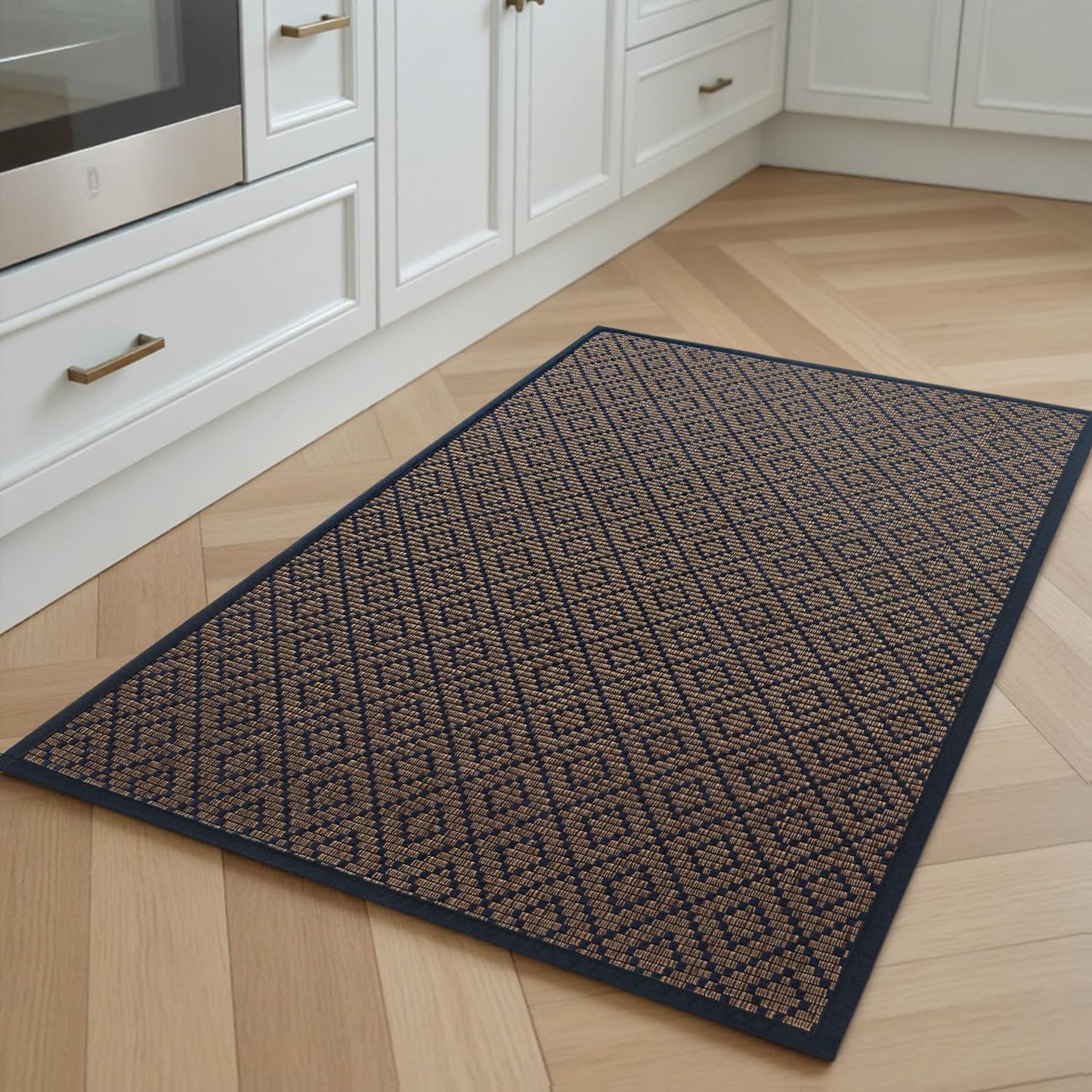 PADOOR Kitchen Floor Mat, Rubber Backed Kitchen Rugs Non Slip Washable, Super Absorbent Kitchen Mats for Floor Front of Sink, 20"x32" Blue