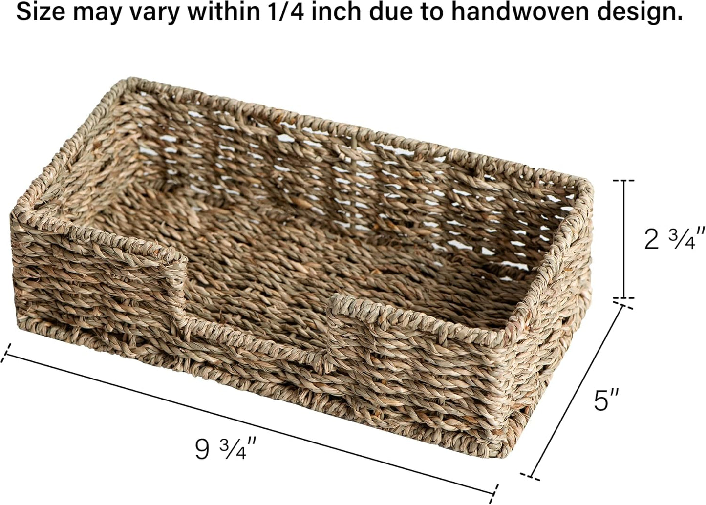 StorageWorks Napkin Holder for Bathroom, Wicker Napkin Baskets for Bathroom, Seagrass Guest Towel Holder, 9 ¾"L x 5"W x 2 ¾"H, 1 Pack